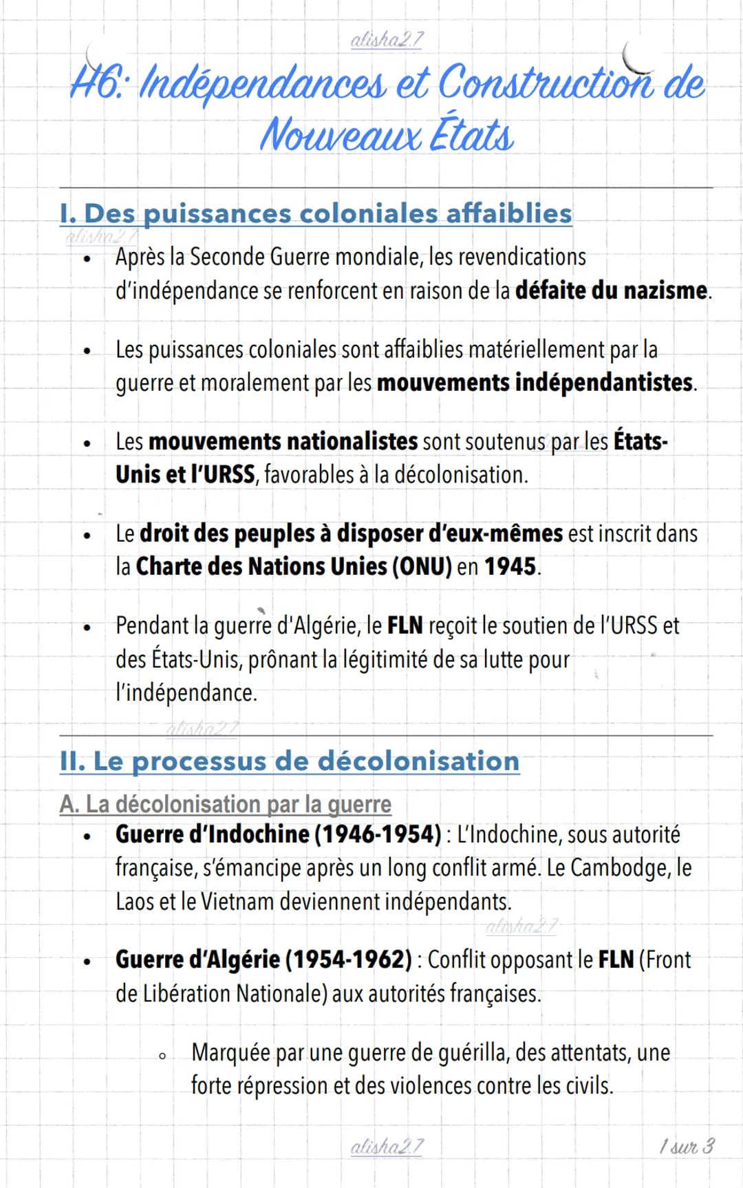 #6: Indépendances et Construction de
Nouveaux États
I. Des puissances coloniales affaiblies
- Après la Seconde Guerre mondiale, les revendic