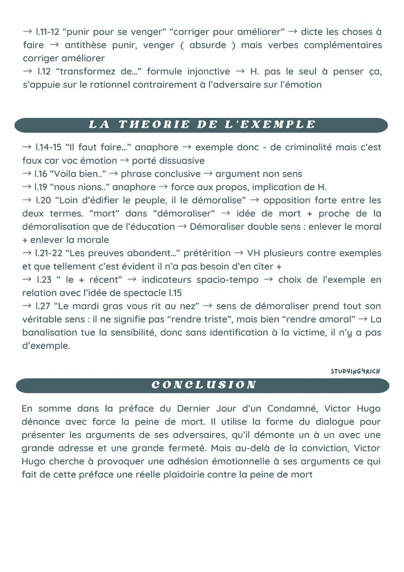 FICHE PREFACE VH
ORAL, LECTURE LINÉAIRE
STUDYING4RICH
INTRODUCTION
Le Dernier Jour d'un condamné, vigoureux plaidoyer contre la peine de mor