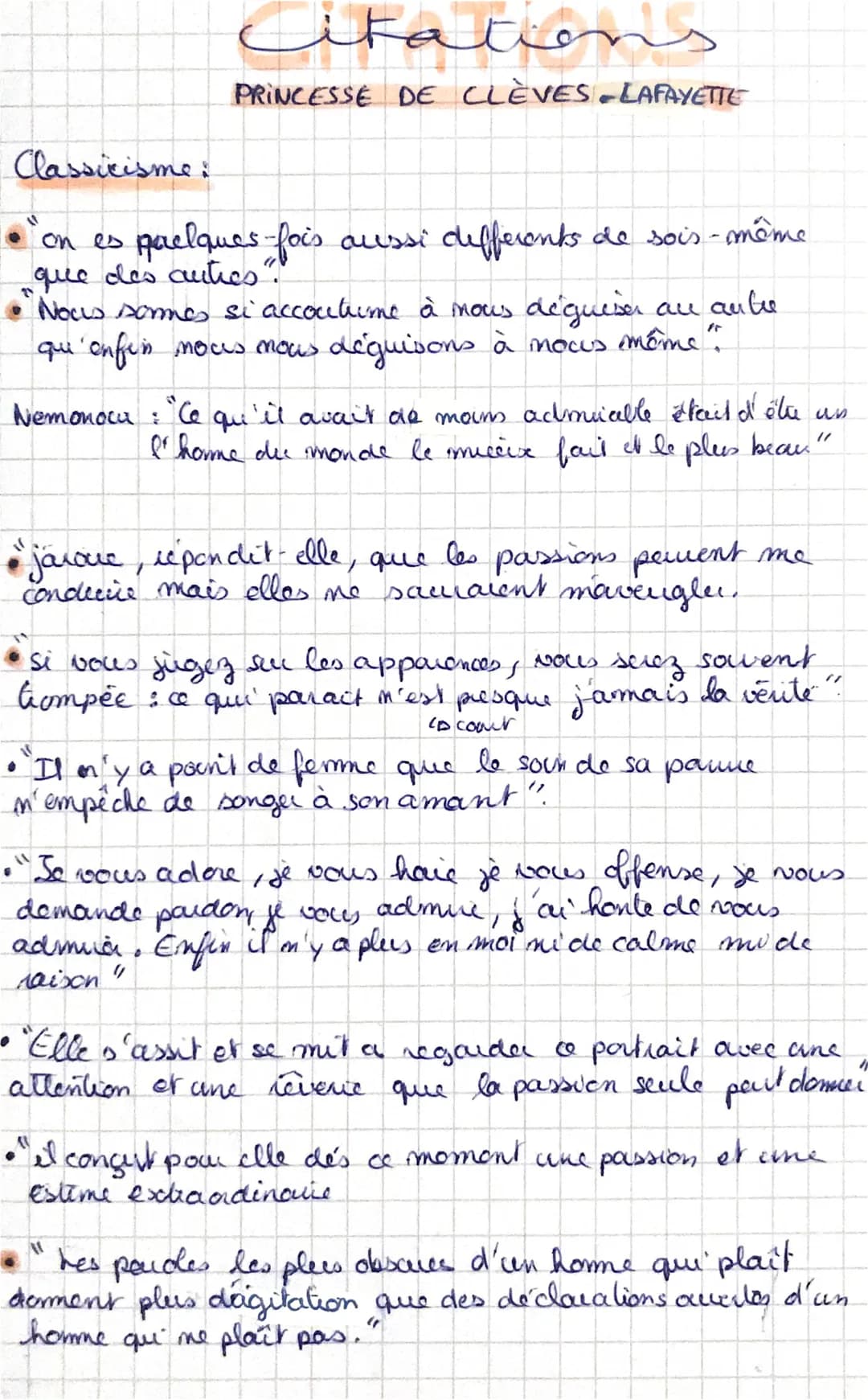 Classicisme:
Citations
PRINCESSE DE CLÈVES-LAFAYETTE
on es
quelques fois aussi differents de sois-même
que des autres"?"
21
Nows some si acc