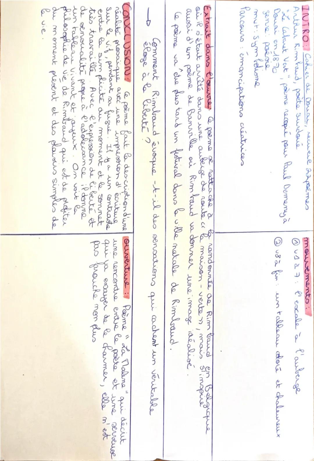 # OBJET D'ÉTUDE: La poésie du XIXe au XIXe siècle.

Parcours: «Emancipations créatrices >>>

Œuvre intégrale: Arthur Rimbaud, Cahiers de Dou