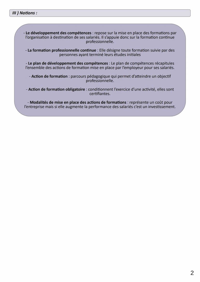 Thème 1
CHAP 4
LIMAUX Oriane
1) La formation professionnelle continue :
Le développement des compétences
Pour l'organisation
- Enjeu légal: 