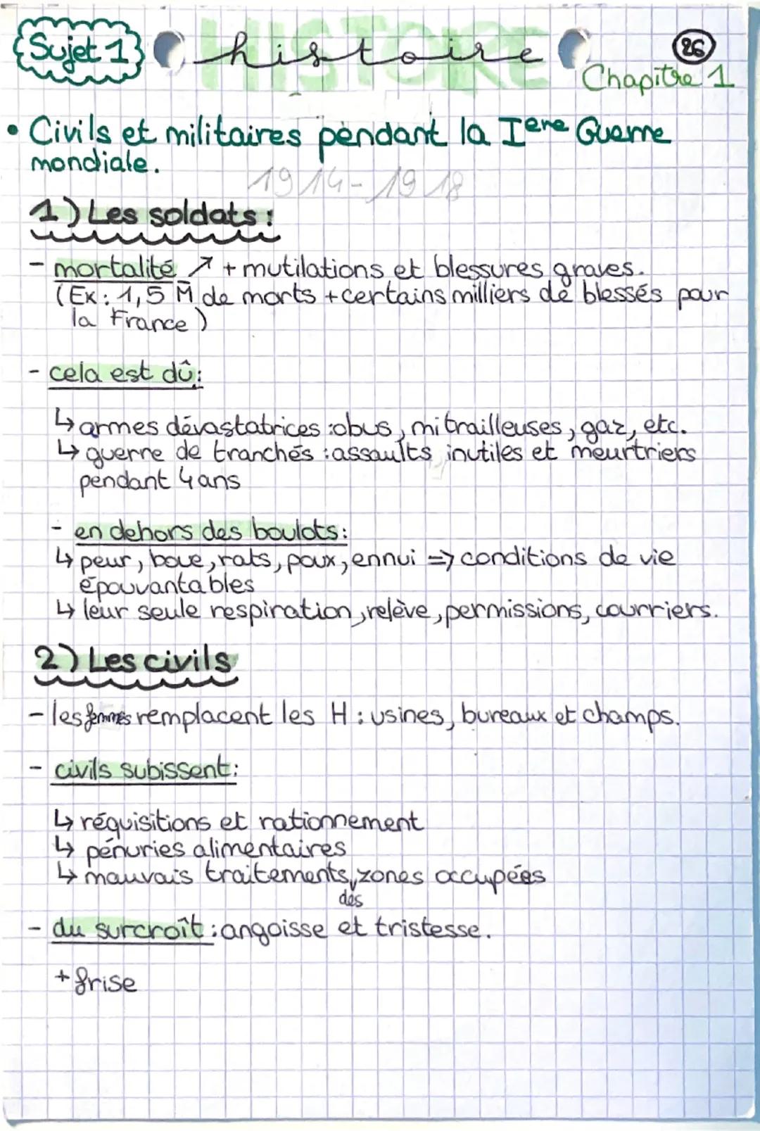 ## Sujet 1

### histoire Chapitre 1

• Civils et militaires pendant la Ière Guerre
mondiale.  1914-1918

1) Les soldats:

- mortalité + muti