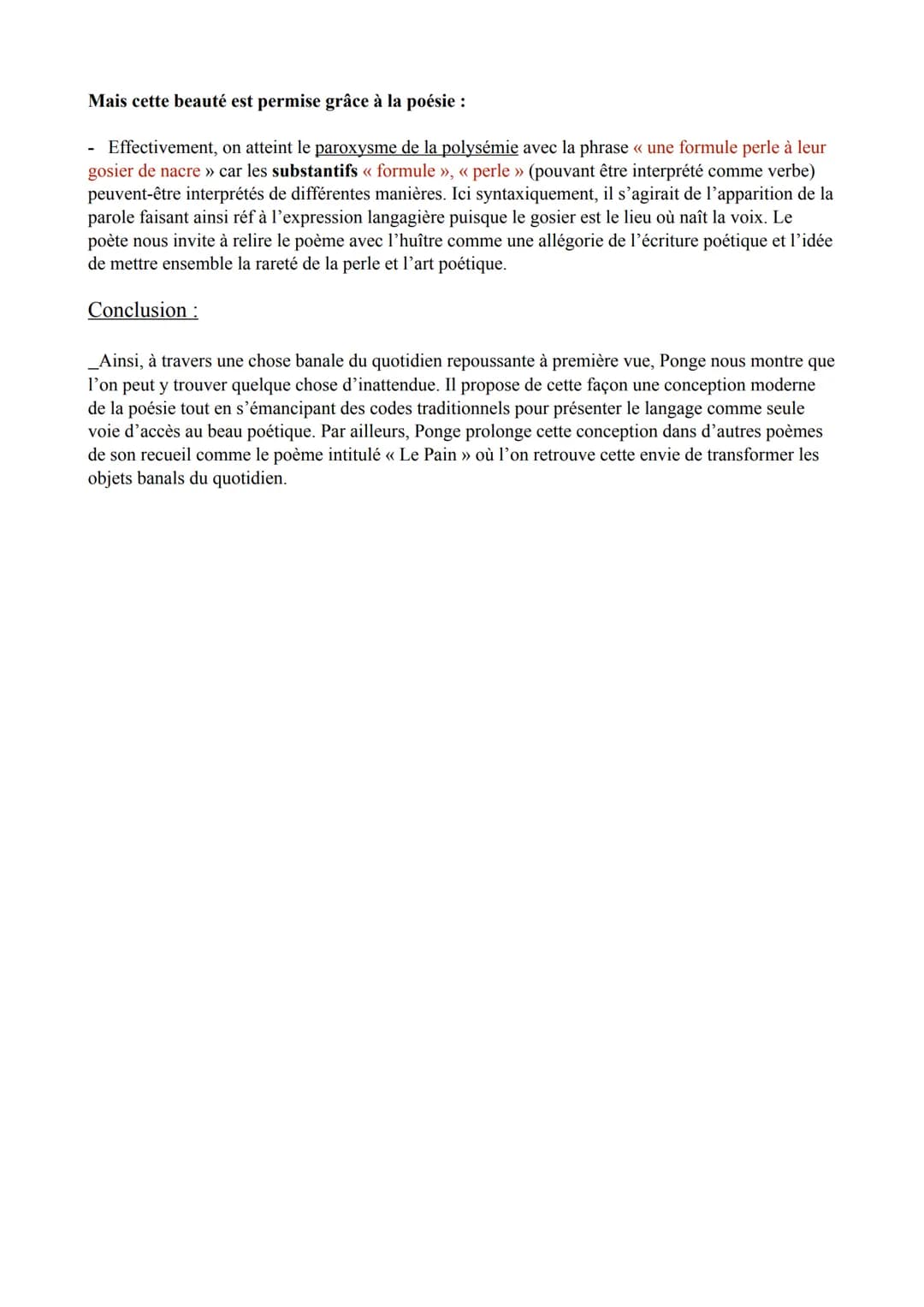 Texte 4 << L'huître », Francis Ponge, 1942
Introduction:
L'écriture en prose a commencé à être utilisé au temps de Rimbaud et de Baudelaire.