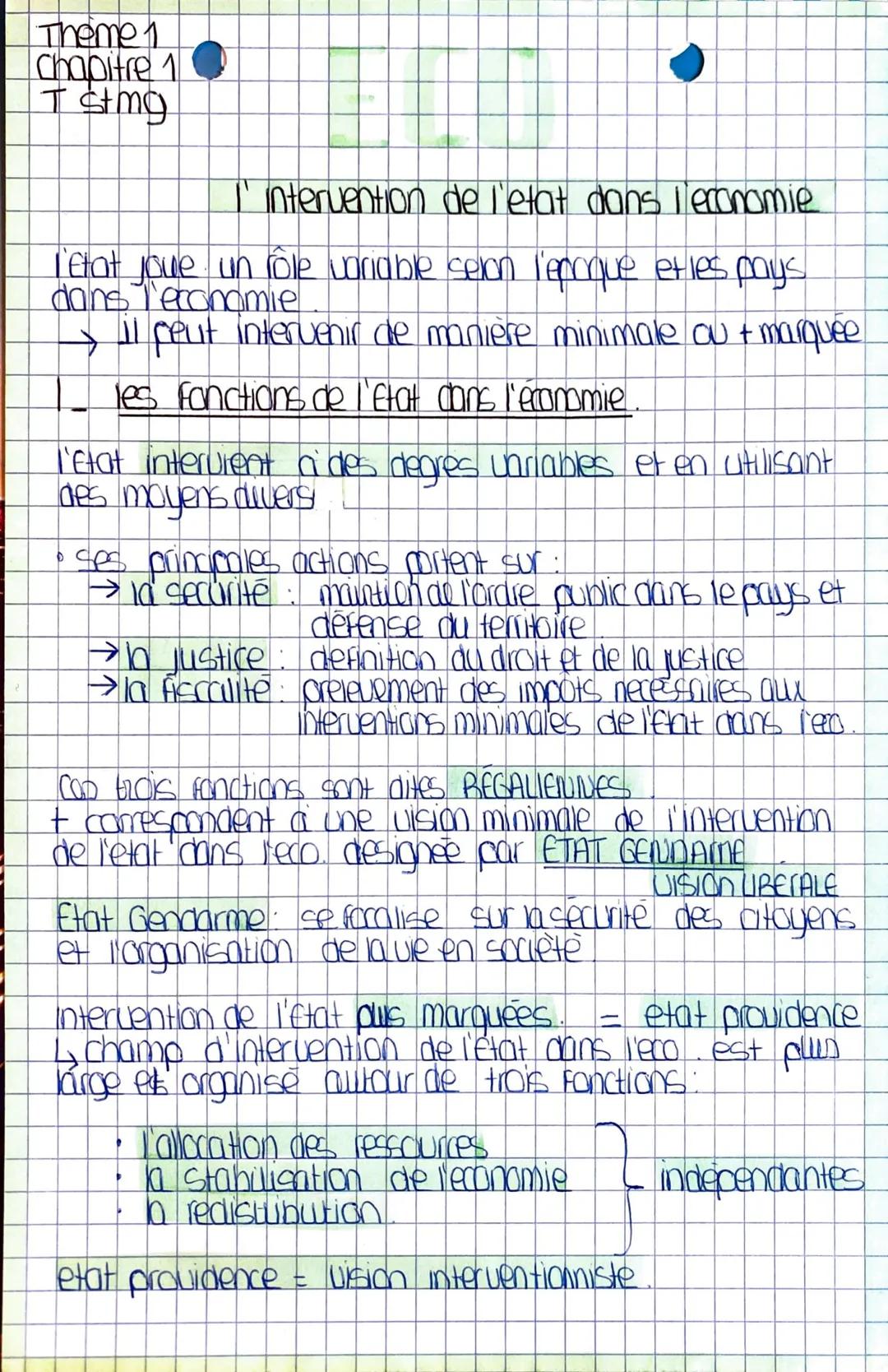 Theme 1
chapitre 1
Tstmg

I' intervention de l'etat dans l'economie

l'etat joue un role variable selon l'époque et les pays.
dans l'economi