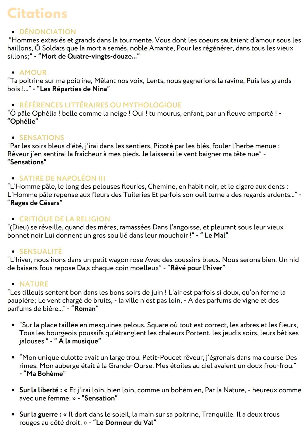 LES CAHIERS DE DOUAI
RIMBAUD
à savoir, résumés & citations
A savoir
BIOGRAPHIE
Arthur Rimbaud est né le 20 octobre 1854 à Charleville.
Il es