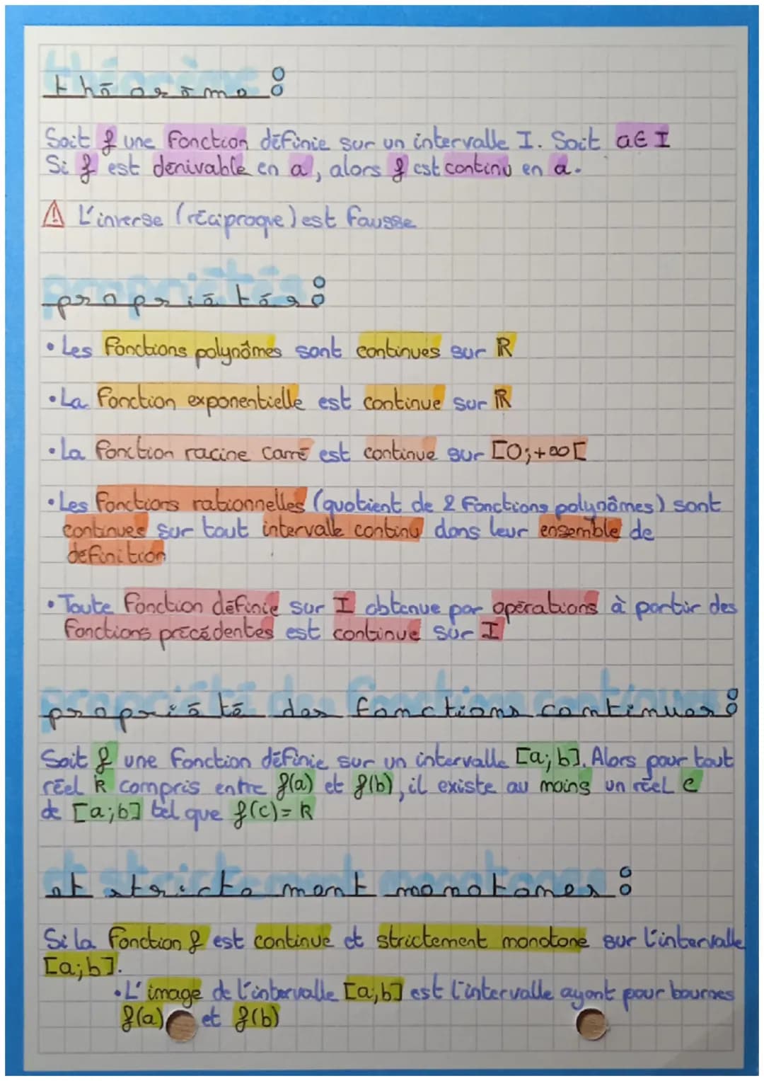 (⑤
D
mtinuitéo
Soit & une fonction définie sur un intervalle I et a & I
La fonction est continu en a si f admet une limite Find en a
belle q