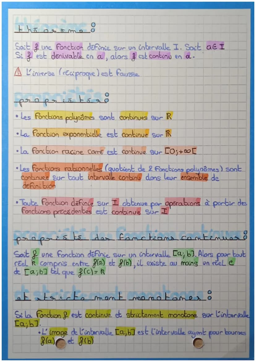 (⑤
D
mtinuitéo
Soit & une fonction définie sur un intervalle I et a & I
La fonction est continu en a si f admet une limite Find en a
belle q