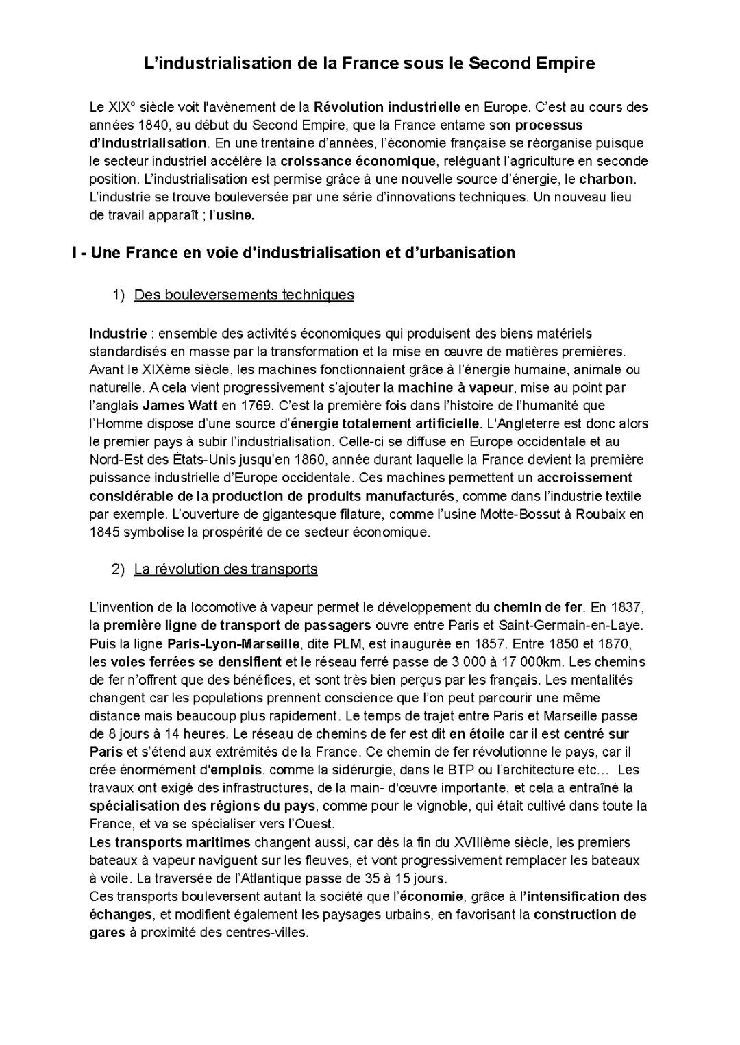 L'industrialisation en France au 19ème siècle: Chemin de fer et Inventions