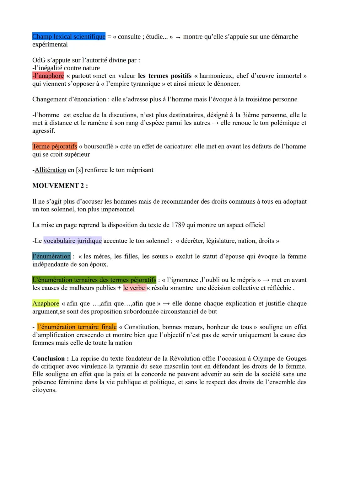 Olympe de Gouges, Déclaration des droits de la femme et de la citoyenne
Analyse linéaire 1 : Le préambule
INTRODUCTION : Lors de la Révoluti