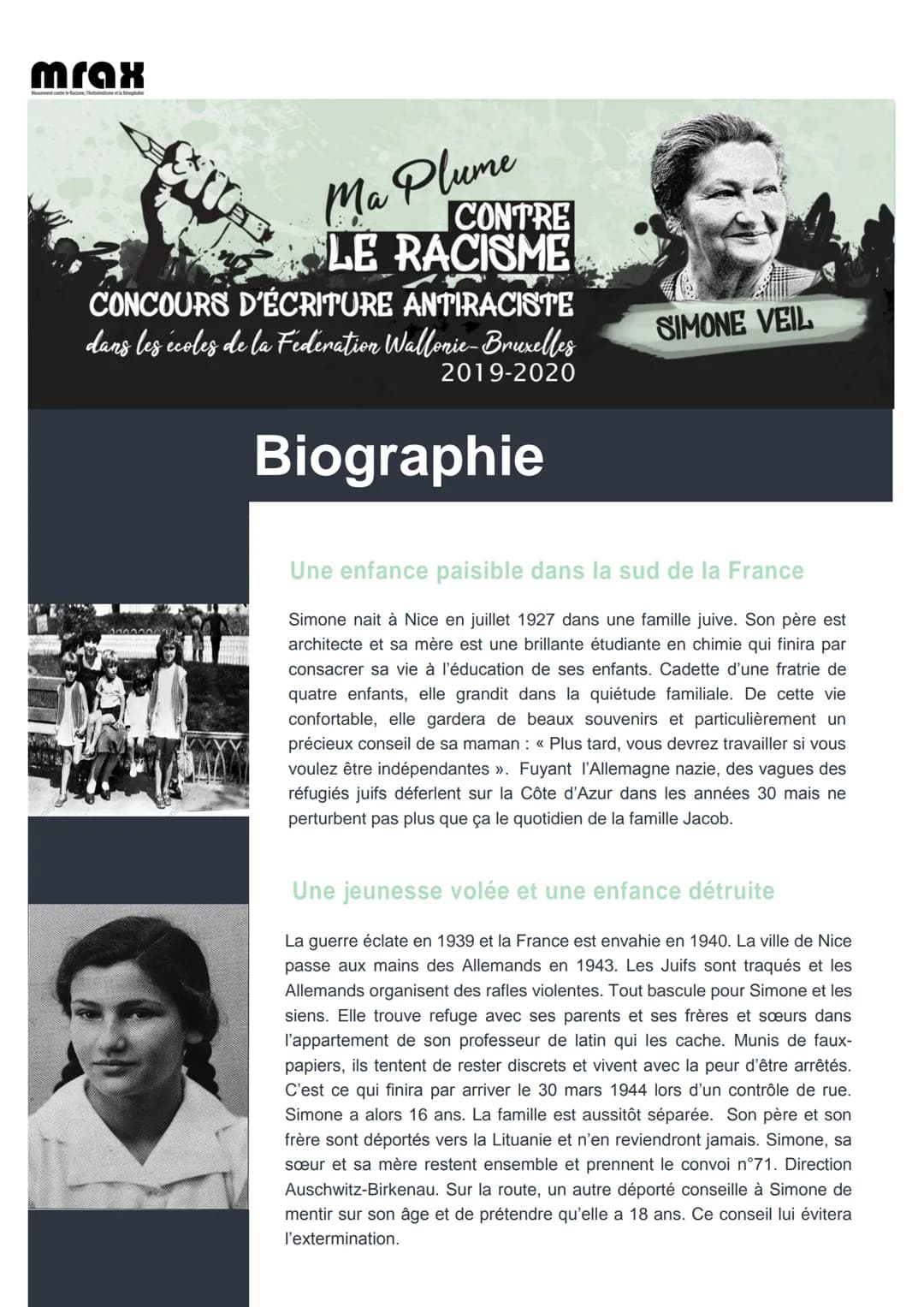 mrax
contre le Racisme, Antisepbe
Ma Plume
CONTRE
LE RACISME
CONCOURS D'ÉCRITURE ANTIRACISTE
dans les écoles de la Federation Wallonie-Bruxe