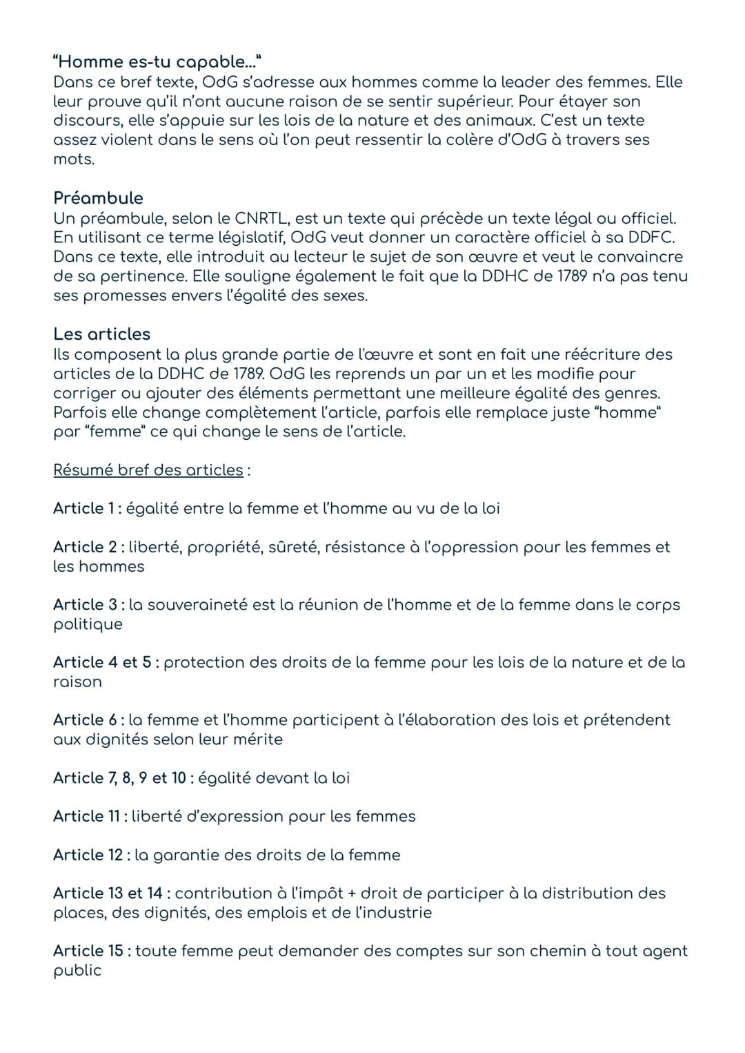 Déclaration des Droits de la Femme et de la Citoyenne,
Olympe de Gouges
PARCOURS: ÉCRIRE ET COMBATTRE POUR L'ÉGALITÉ
OLYMPE DE GOUGES (1748-