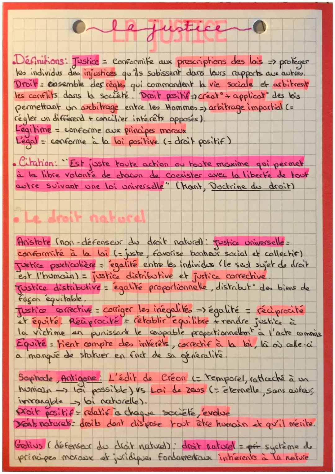 O la justice
=> proteger
Definitions: Justice = Conformite aux prescriptions des lois =>
les individus des injustices qu'ils subissent dans 