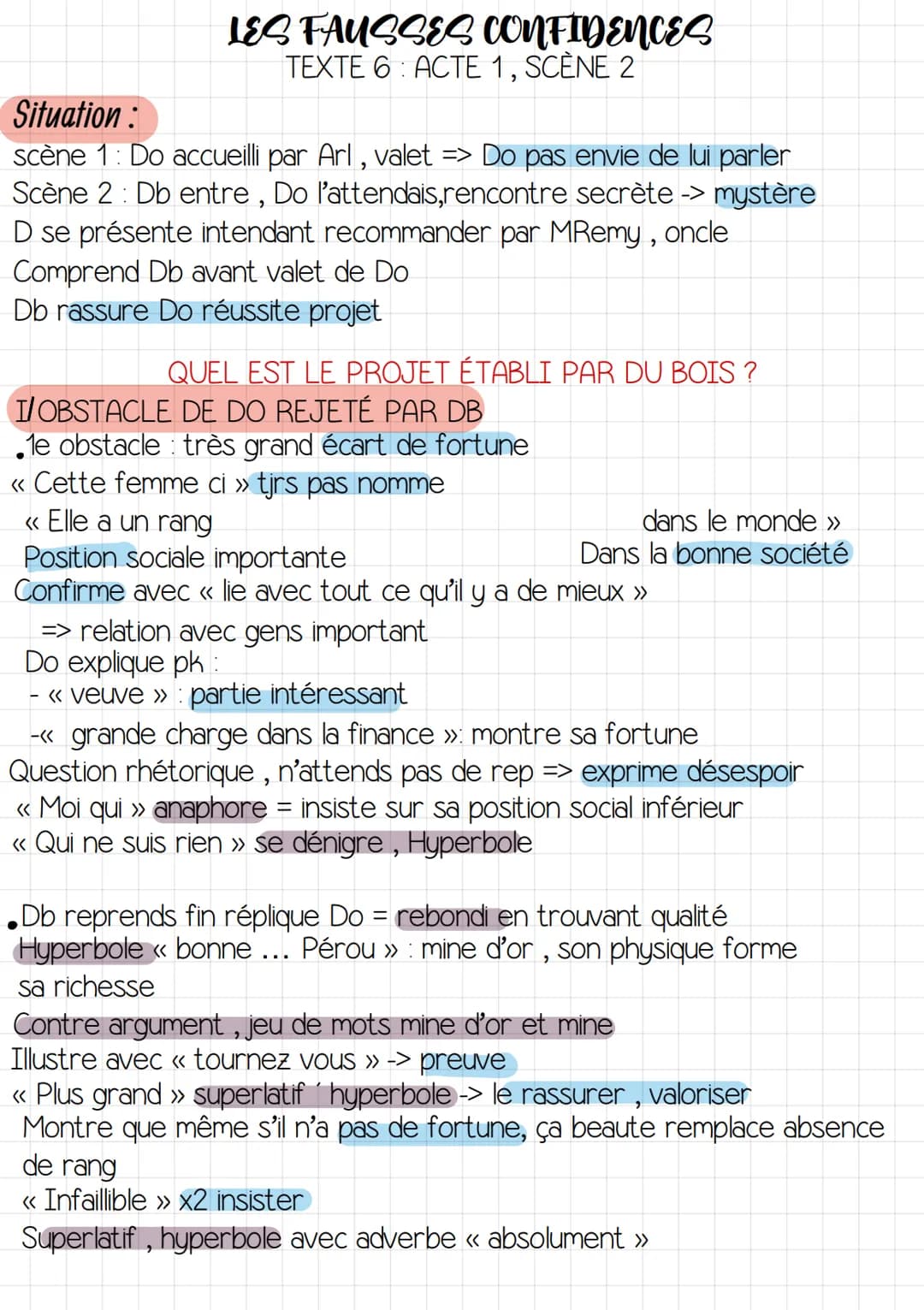 LES FAUSSES CONFIDENCES
TEXTE 6 ACTE 1, SCÈNE 2
Situation :
scène 1: Do accueilli par Arl, valet => Do pas envie de lui parler
Scène 2: Db e