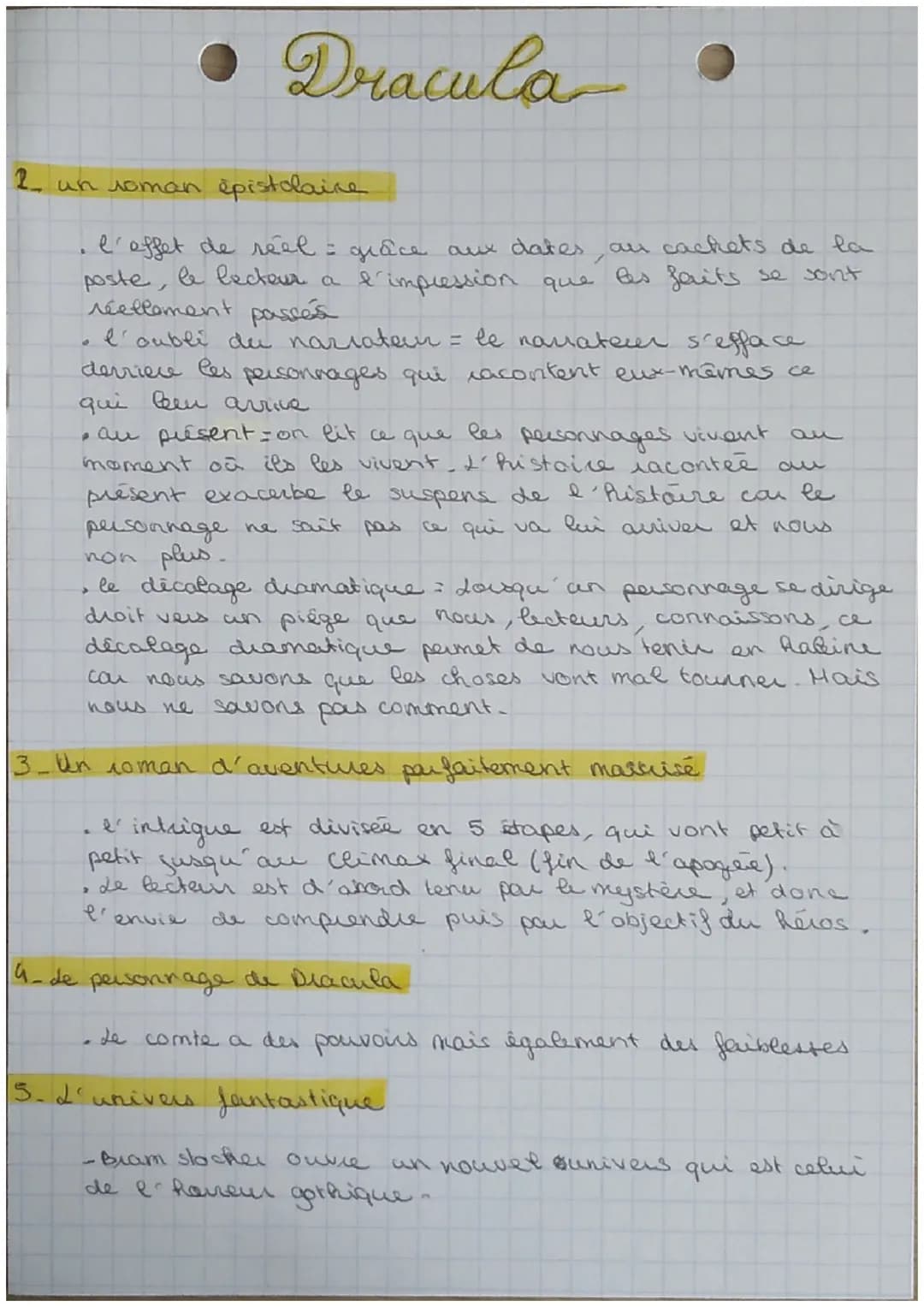 • Dracula
1 un roman épist claire
l'effet de réel = grâce aux dates.
au cachets de la
poste, le lecteur a l'impression que les faits se sont
