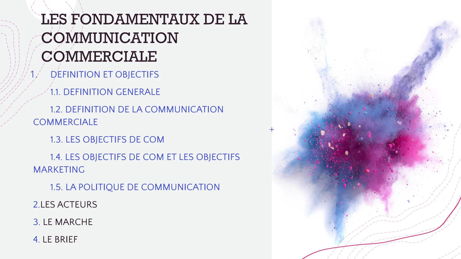 LES FONDAMENTAUX DE
LA COMMUNICATION
COMMERCIALE
DEFINITION ET OBJECTIFS
1.
2.
LES ACTEURS
3.
LE MARCHE
4.
LE BRIEF
+
Delphine PERRIN
Mail p