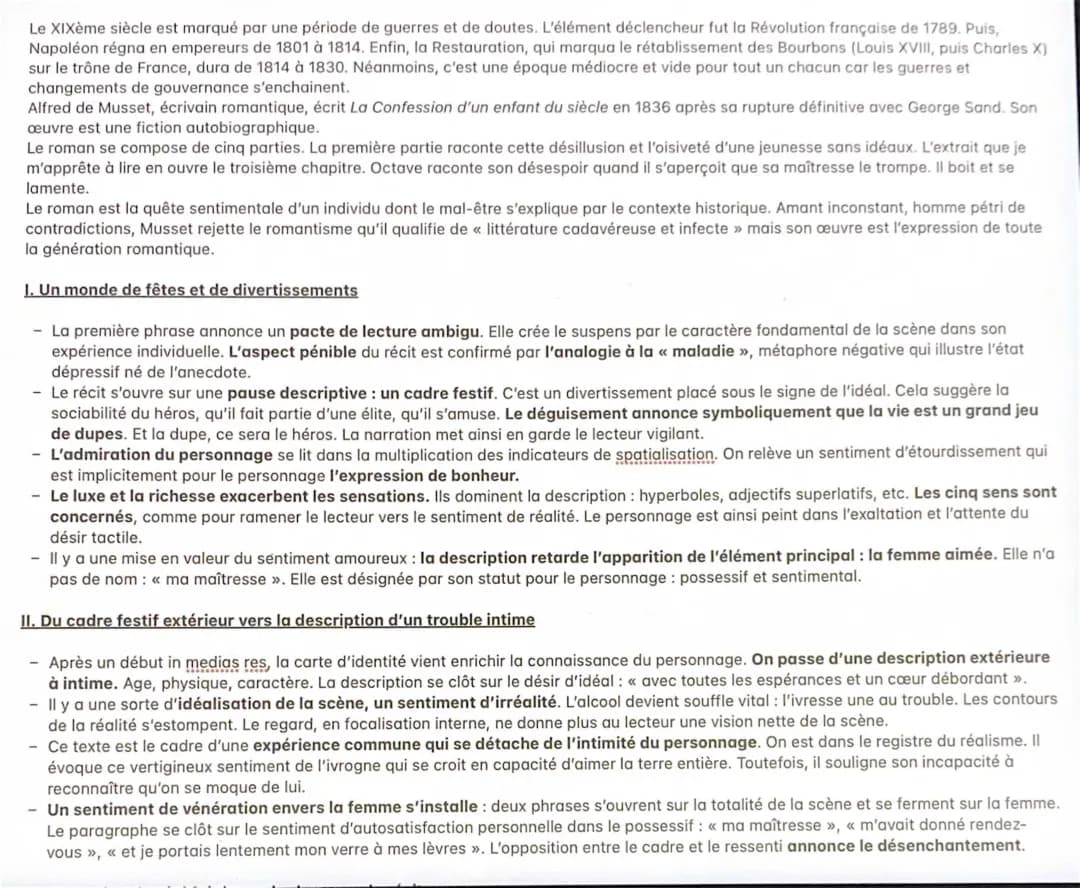 La Confession d'un Enfant du Siècle Résumé et Analyse - Alfred de Musset