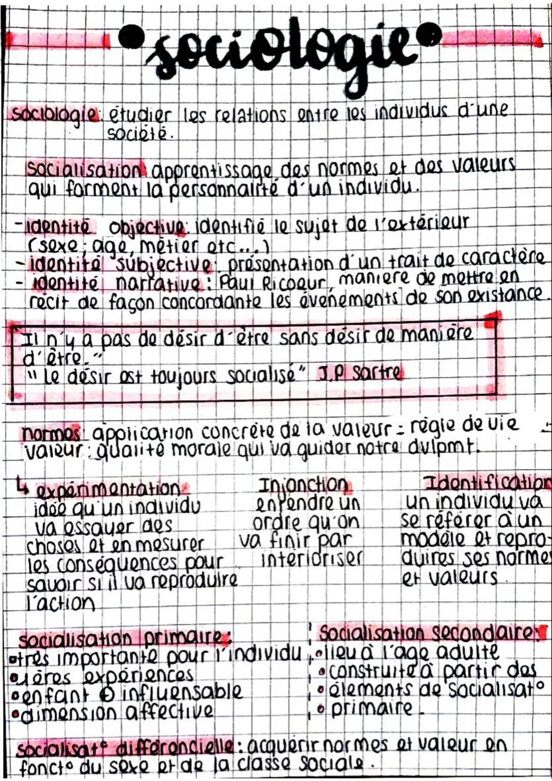 •sociologie®
Sociologie etudier les relations entre les individus d'une
societe.
Socialisation apprentissage des normes et des valeurs
qui f