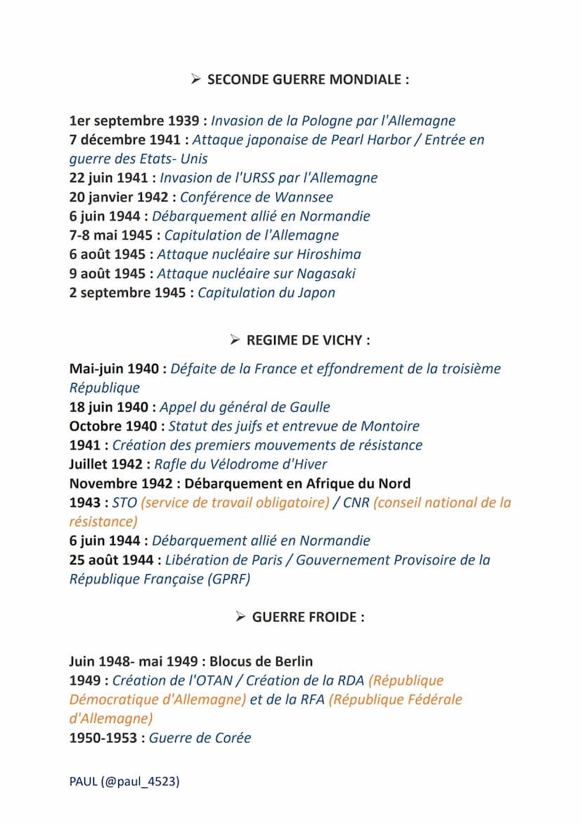 Dates d'histoire
➤ PREMIERE GUERRE MONDIALE :
28 juin 1914: Attentat de Sarajevo
28 juillet - 3 août 1914: Déclarations de guerre
6-13 septe