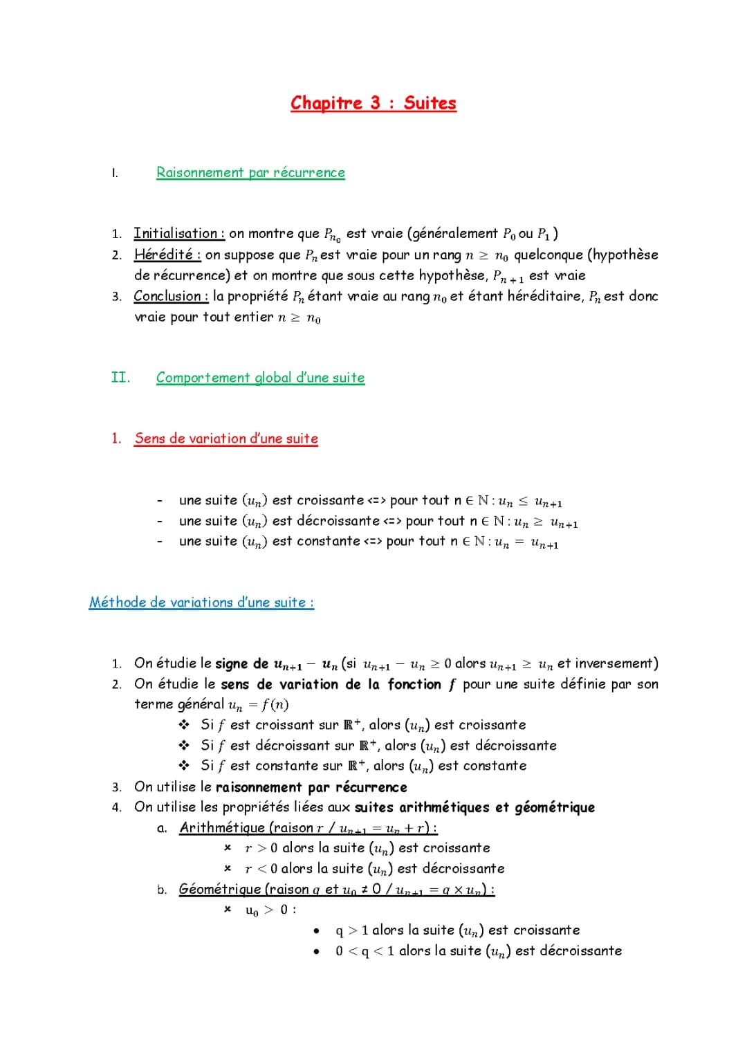 Chapitre 3 : Suites