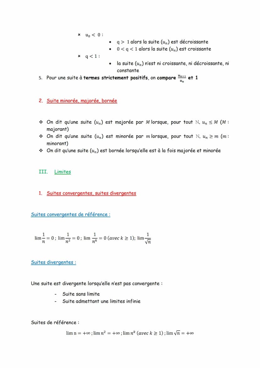 I.
II.
Chapitre 3: Suites
Raisonnement par récurrence
1. Initialisation on montre que P, est vraie (généralement P, ou P₁)
2. Hérédité : on 