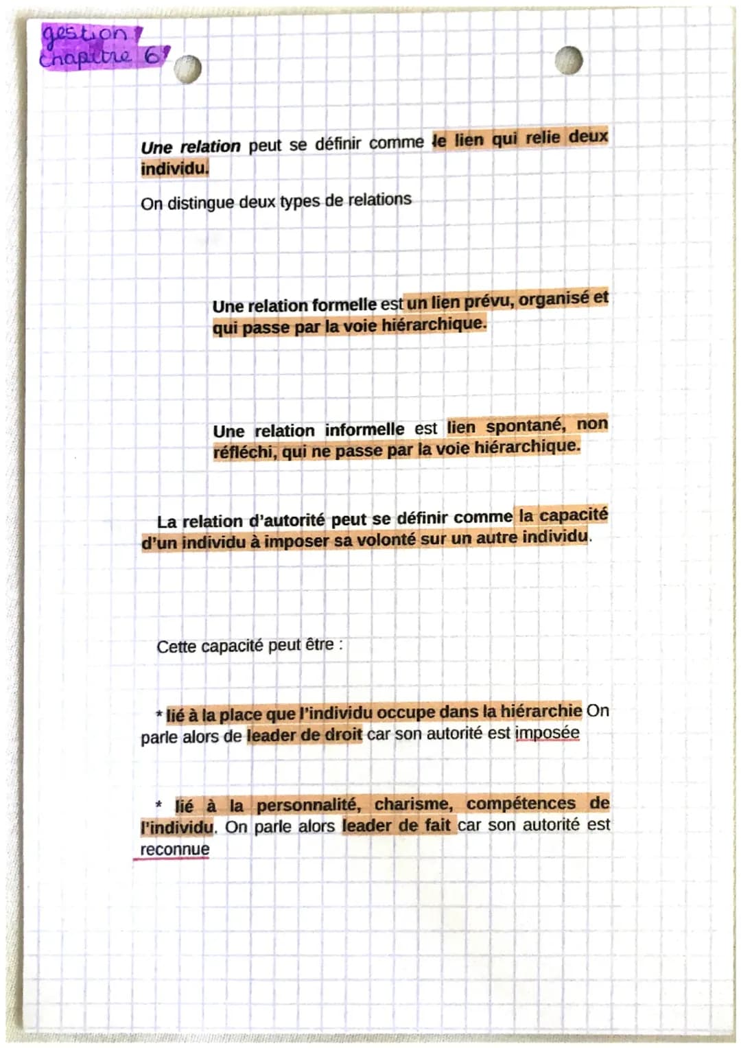 Gestion 1stmg chapitre 6 phénomène de relations 