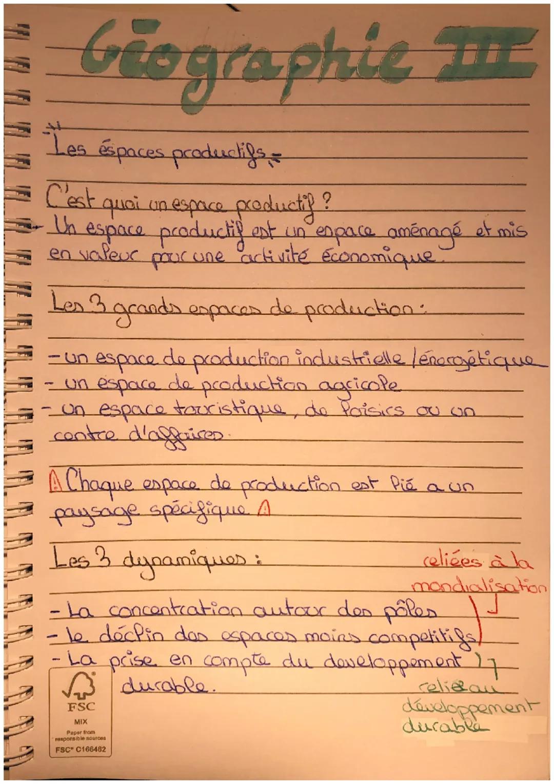 # Geographie III

Les espaces productifs

C'est quoi un espace productif ?

• Un espace productif est un espace aménagé et mis
en valeur pou