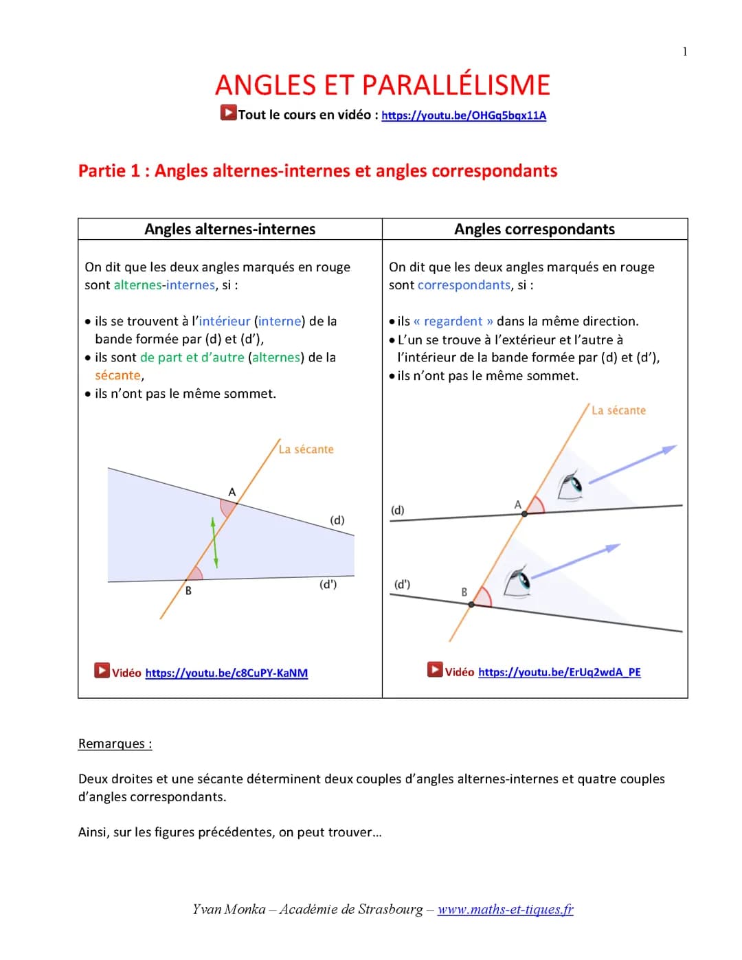 Angles et parallélismes