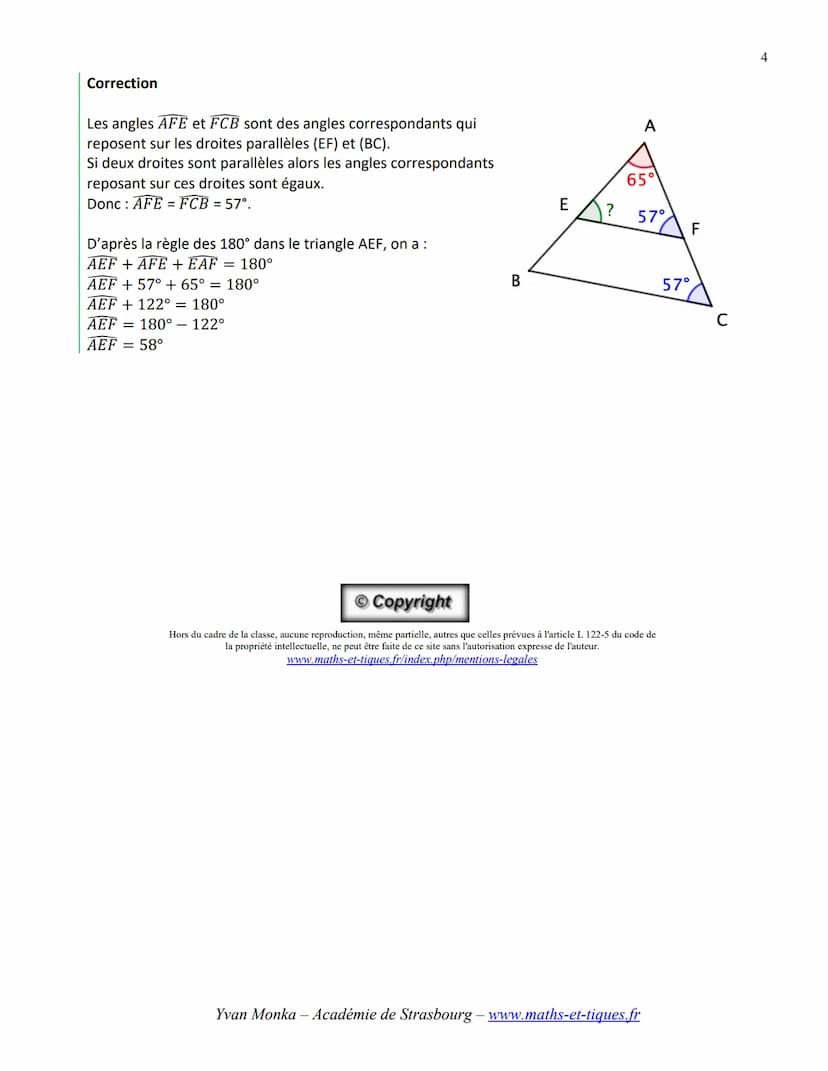 --- OCR Start ---
ANGLES ET PARALLÉLISME
►Tout le cours en vidéo : https://youtu.be/OHGq5bqx11A
Partie 1: Angles alternes-internes et angles