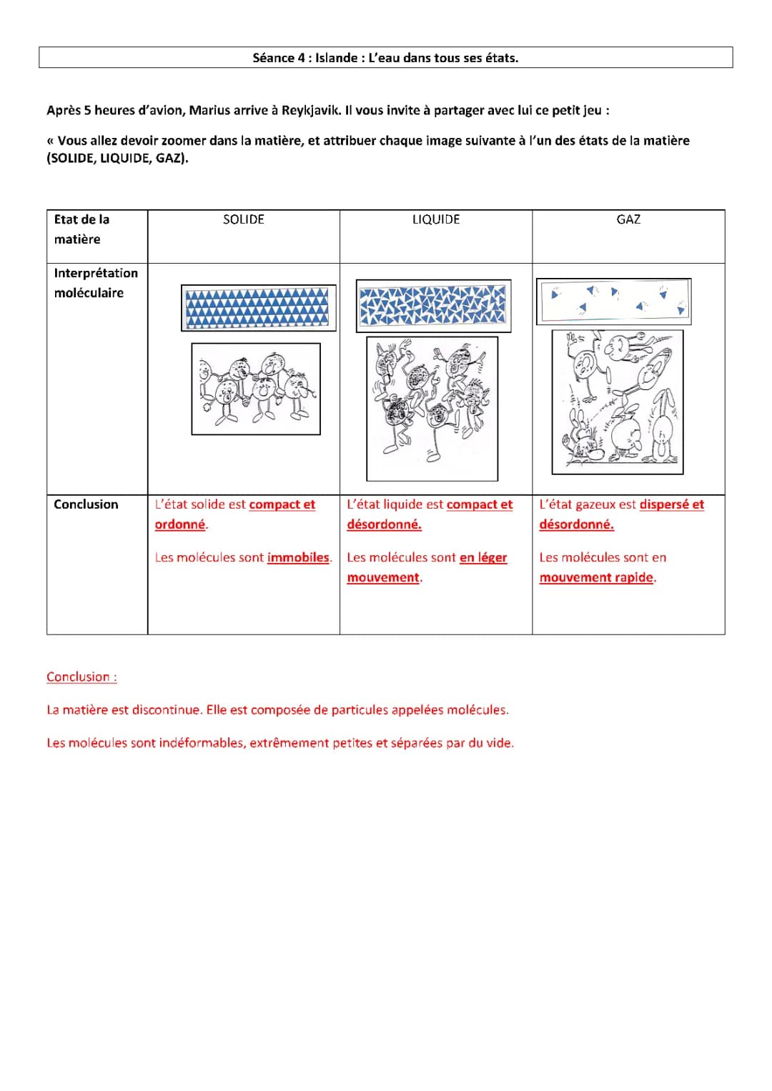 Exercice corrigé: Les changements d'état de l'eau et de la matière (PDF)