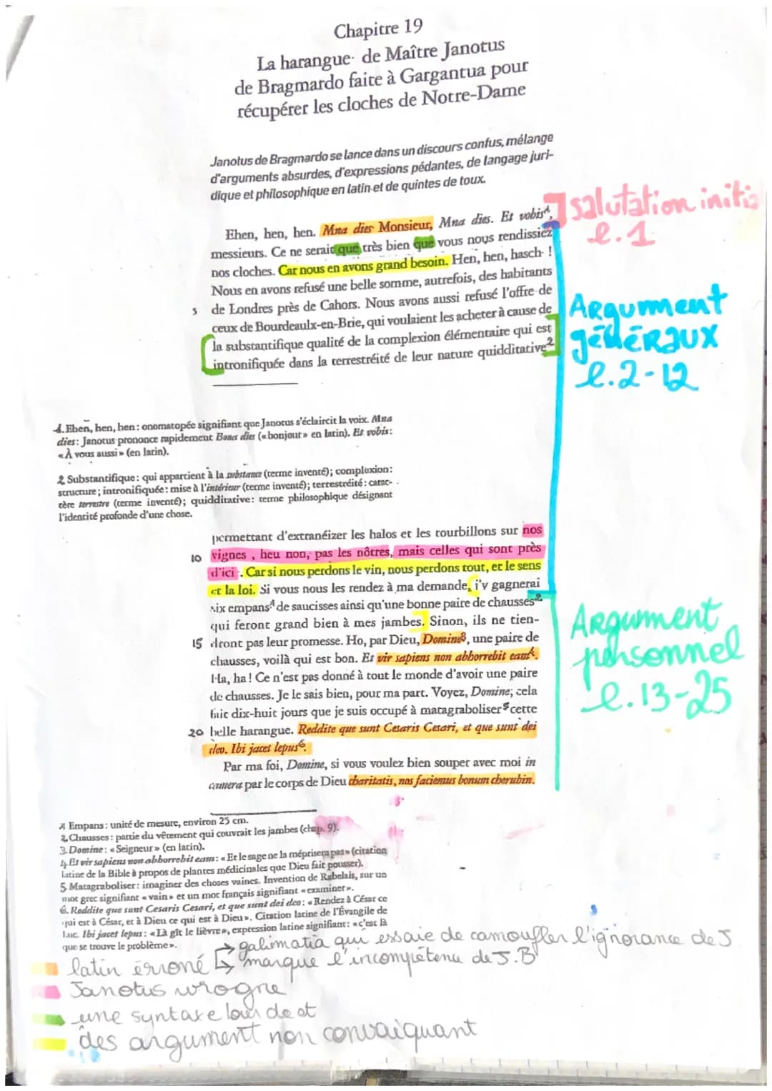 Chapitre 19
La harangue de Maître Janotus
de Bragmardo faite à Gargantua pour
récupérer les cloches de Notre-Dame
Janotus de Bragmardo se la