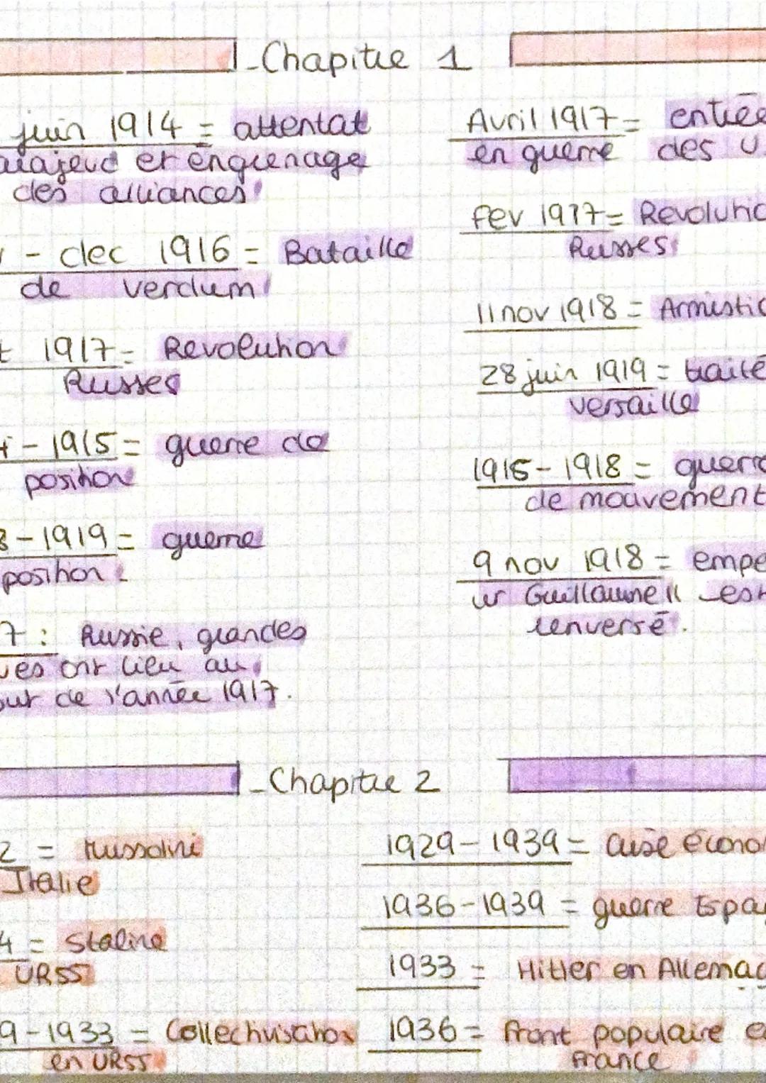 juin 1914 = attentat
alajeud et engrenage
des alliances!
-Chapitie 1
• - clec 1916 - Bataille
de verdum!
* 1917 - Revolution
Russes
+-1915= 