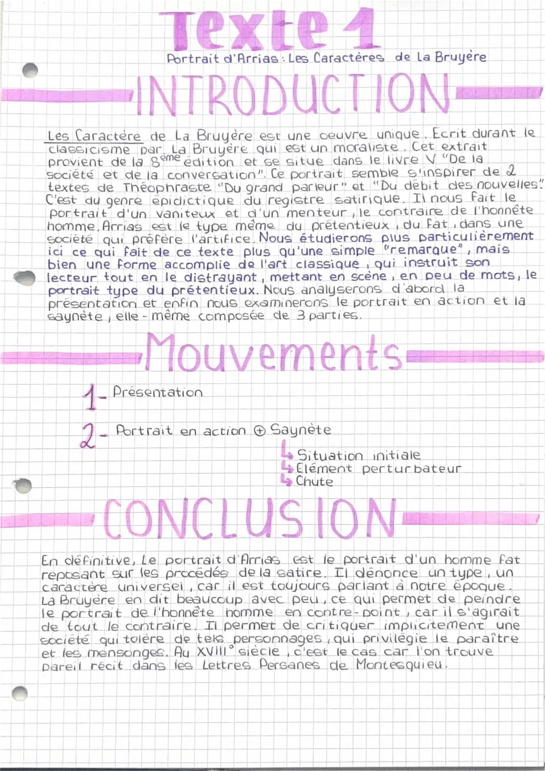 Résumé du Portrait d'Arrias et Analyse des Caractères de La Bruyère - Livre XI et PDF