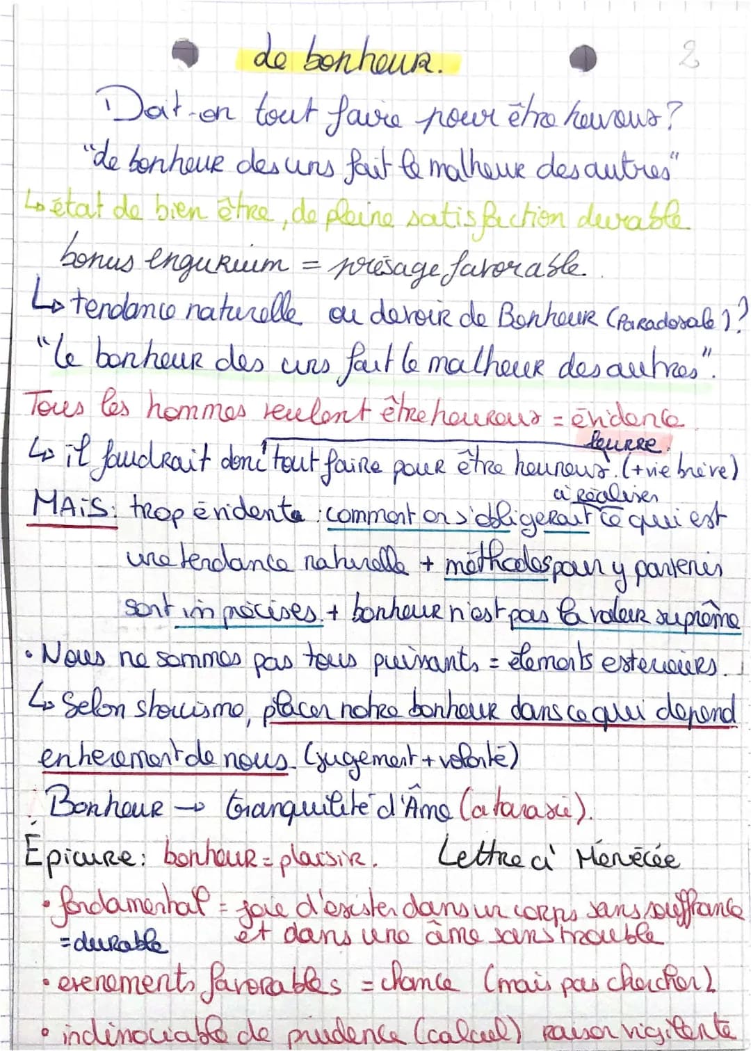 Le Bonheur en Philosophie Terminale - Fiches, Cours et Dissertations PDF