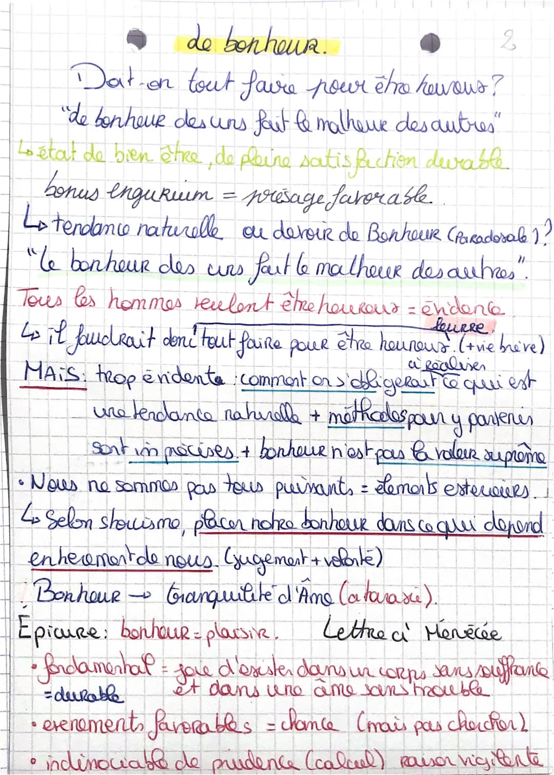 de bonheur.
Dat on tout faire pour être heuvous?
"de bonheur des uns fait le malheur des autres"
Lo état de bien être, de pleine satisfactio