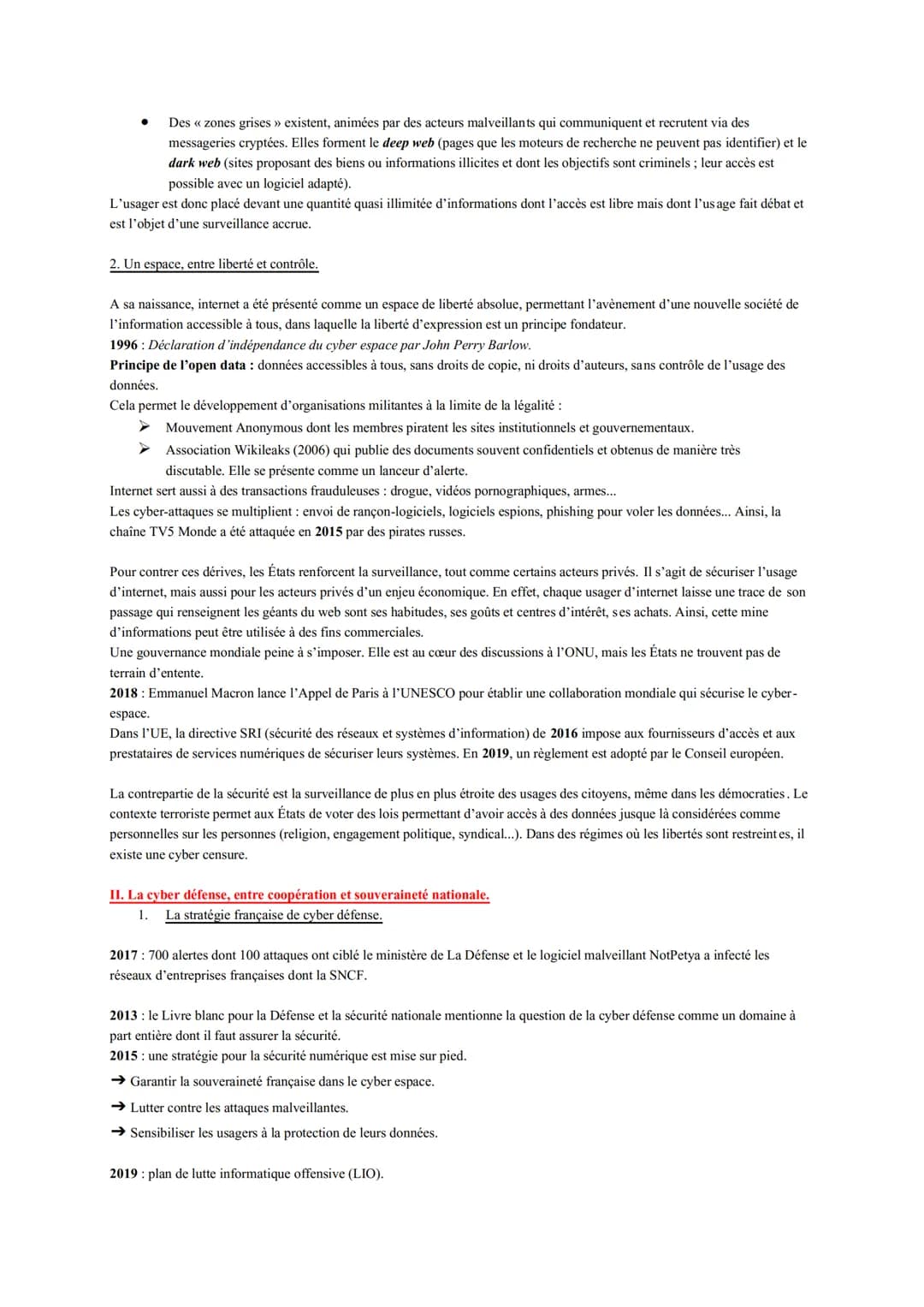 Étude conclusive: Le cyber espace, conflictualité et coopération entre les acteurs.
Qu'est-ce que le cyber espace ?
Réseau virtuel de commun