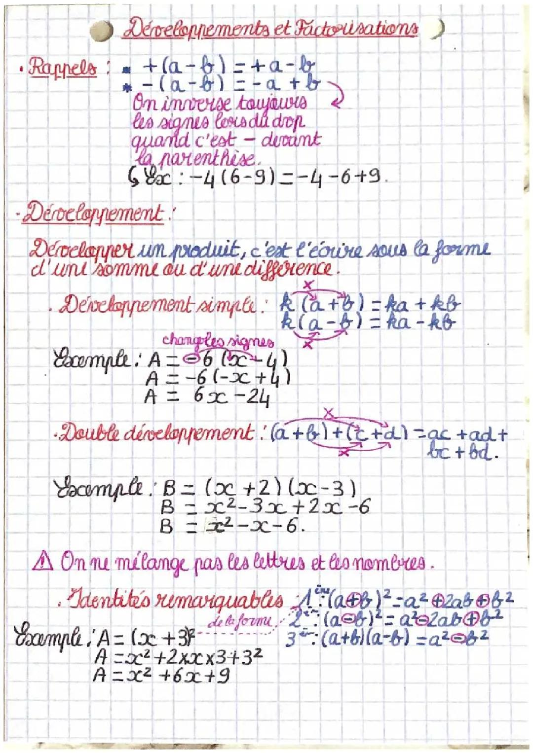 Développer et factoriser 