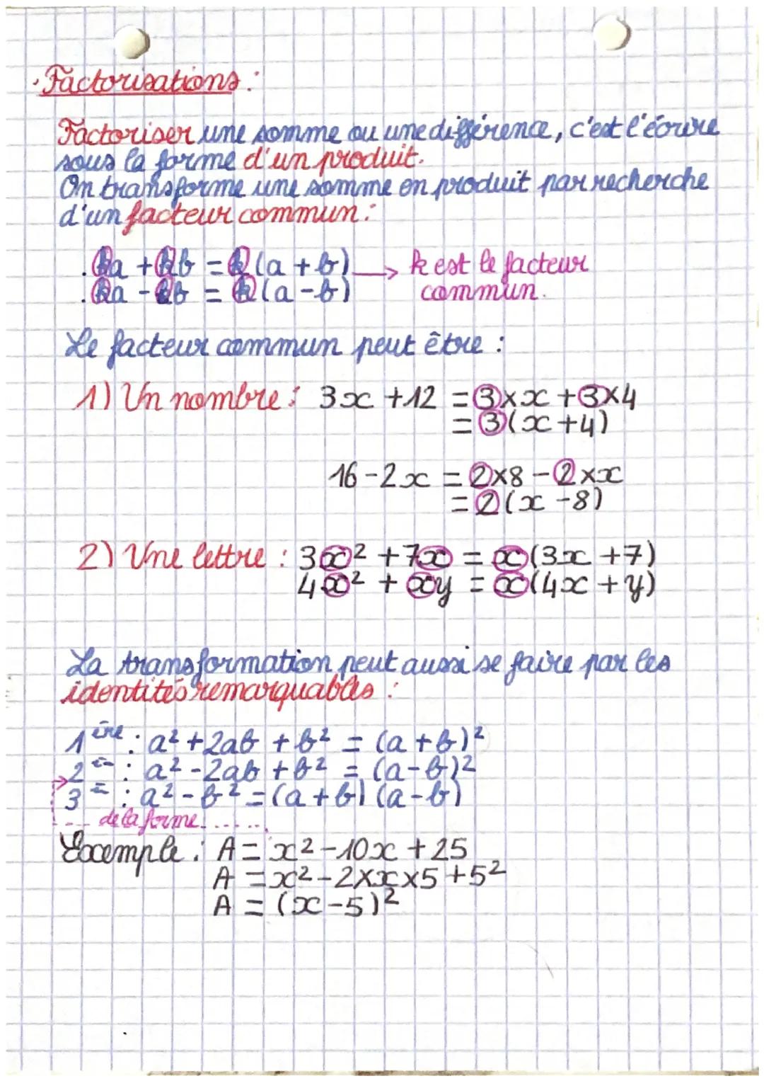 Développements et Factorisations)
• Rappels := + (a - b) = + a-b
*-(a - b) == a + b
On inverse toujours
les signes lors du drop
quand c'est-