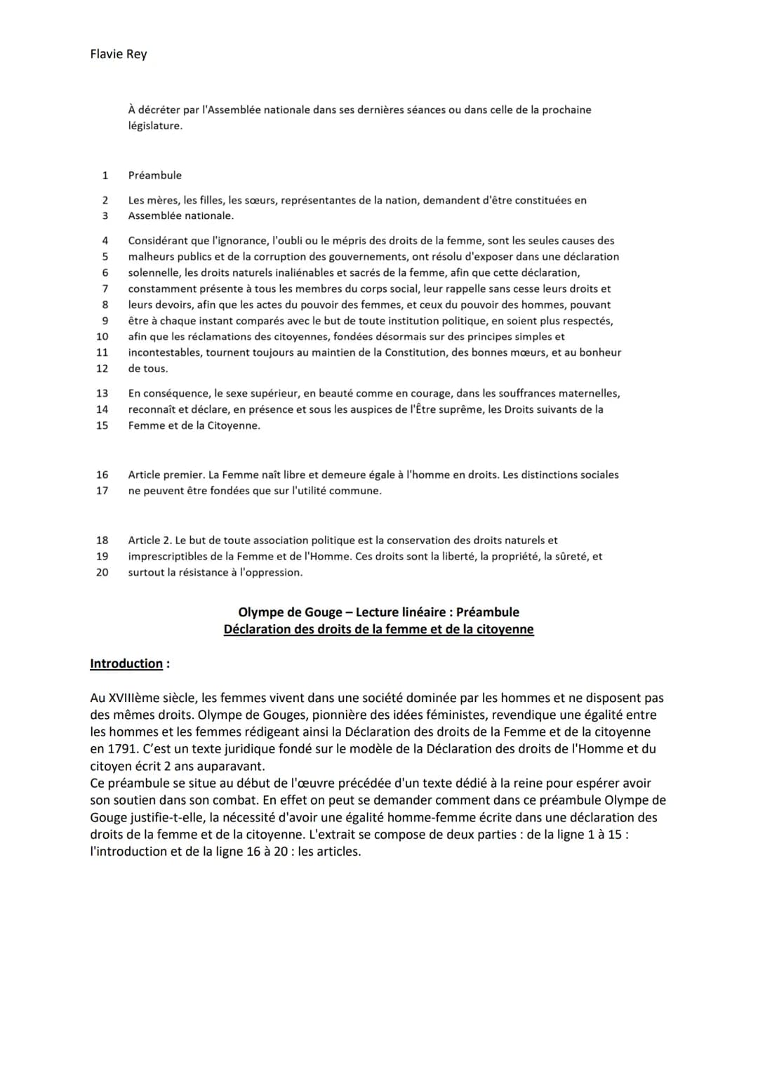 Flavie Rey
1
Préambule
2
Les mères, les filles, les sœurs, représentantes de la nation, demandent d'être constituées en
3 Assemblée national