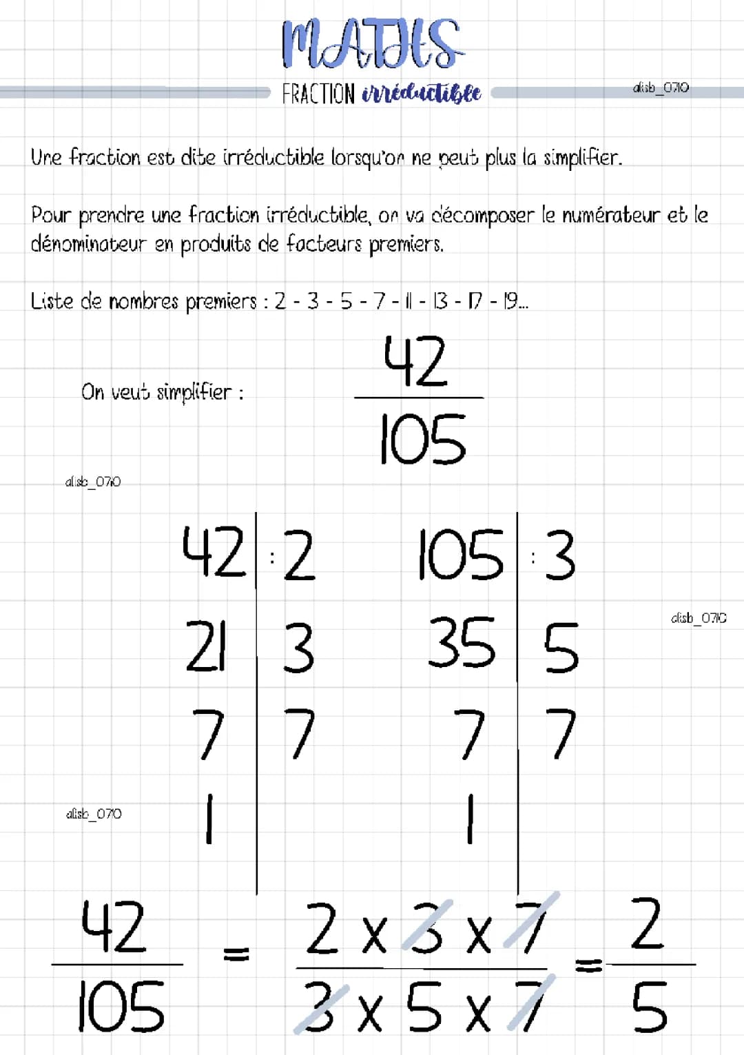 Maths: Fraction irréductible