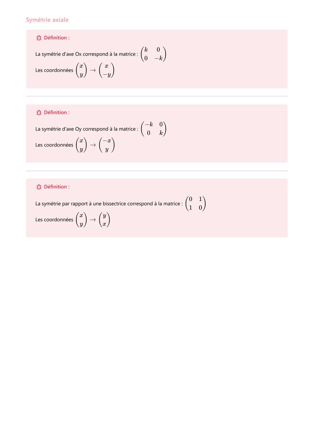 Matrices graphes partie 2
Matrices et transformation du plan
Identité
Définition:
I2 devient la transformation du plan qui à u
C'est la tran