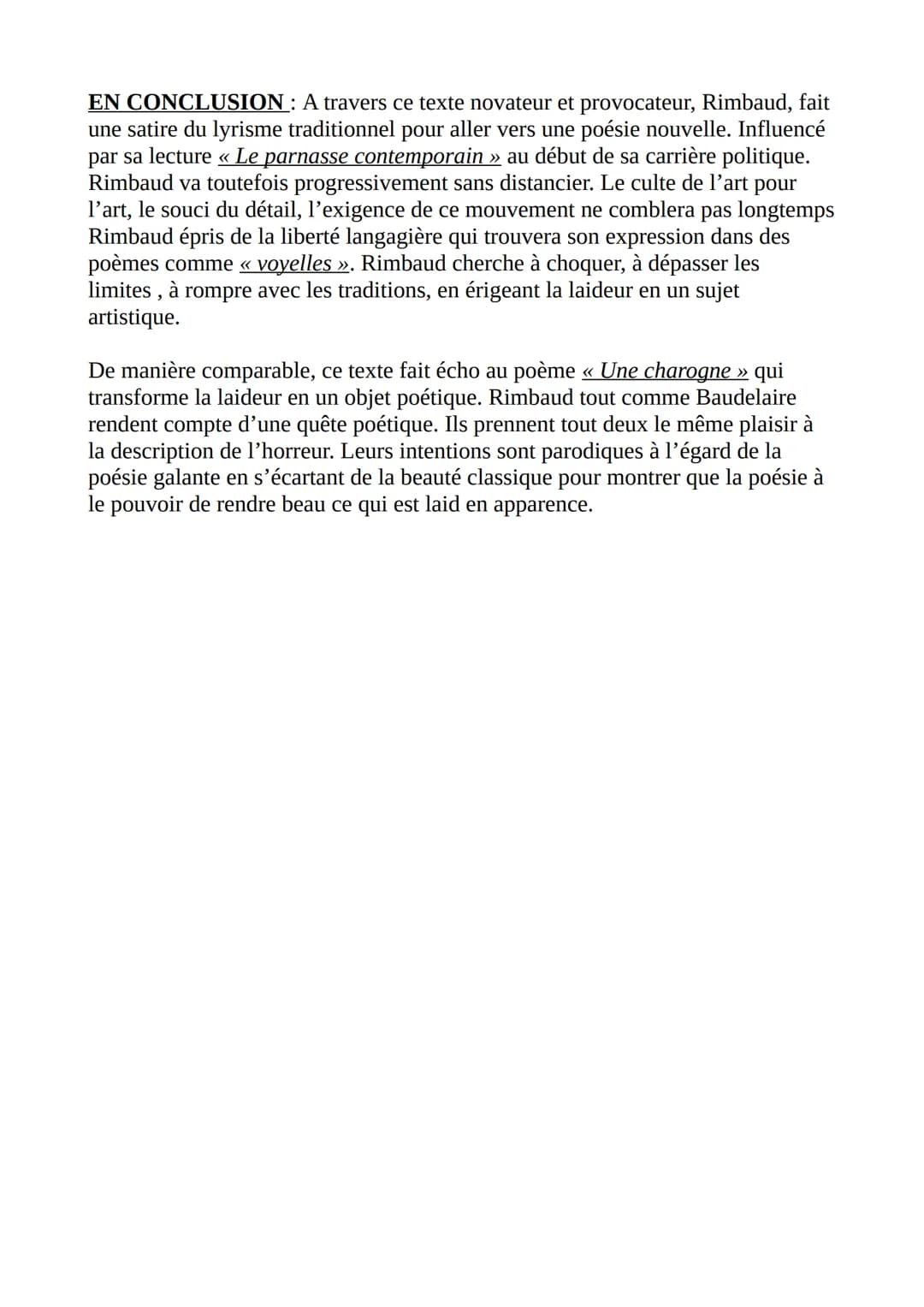 Fiche synthèse n°12
INTRODUCTION: Né en 1854 Arthur Rimbaud est un poète Français
appartenant au mouvement du symbolisme. Il vécu pendant la