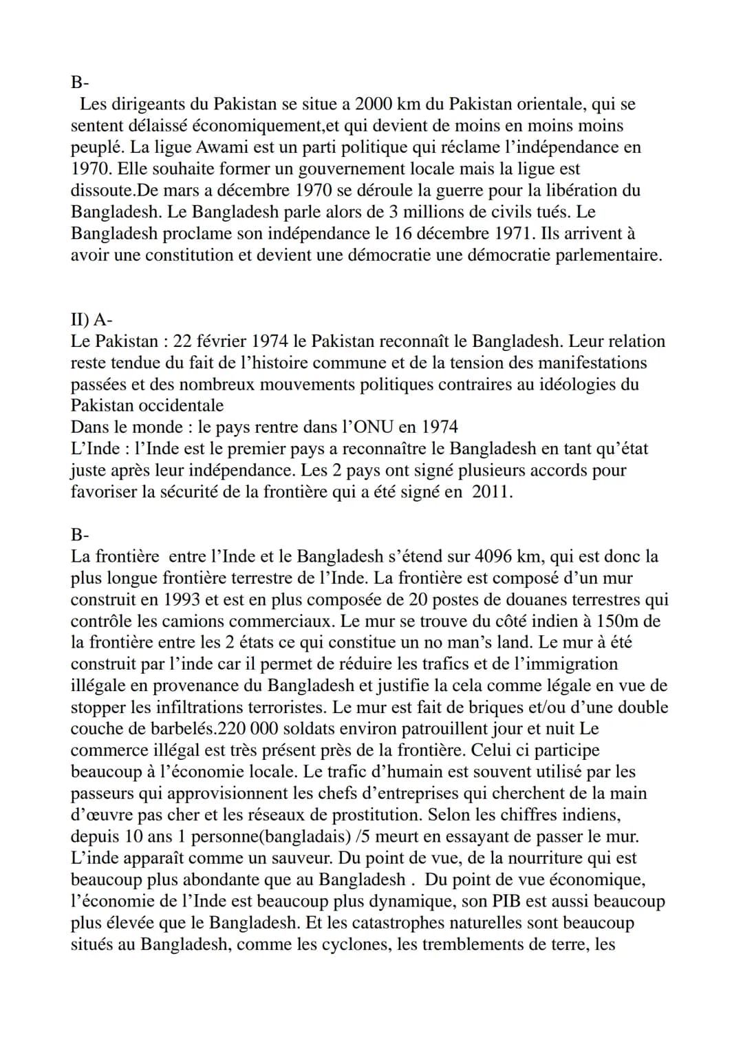 On va vous parler de la frontière entre l'Inde et le Bangladesh. Une frontière est
la limite d'un territoire d'un État, elle peut être matér
