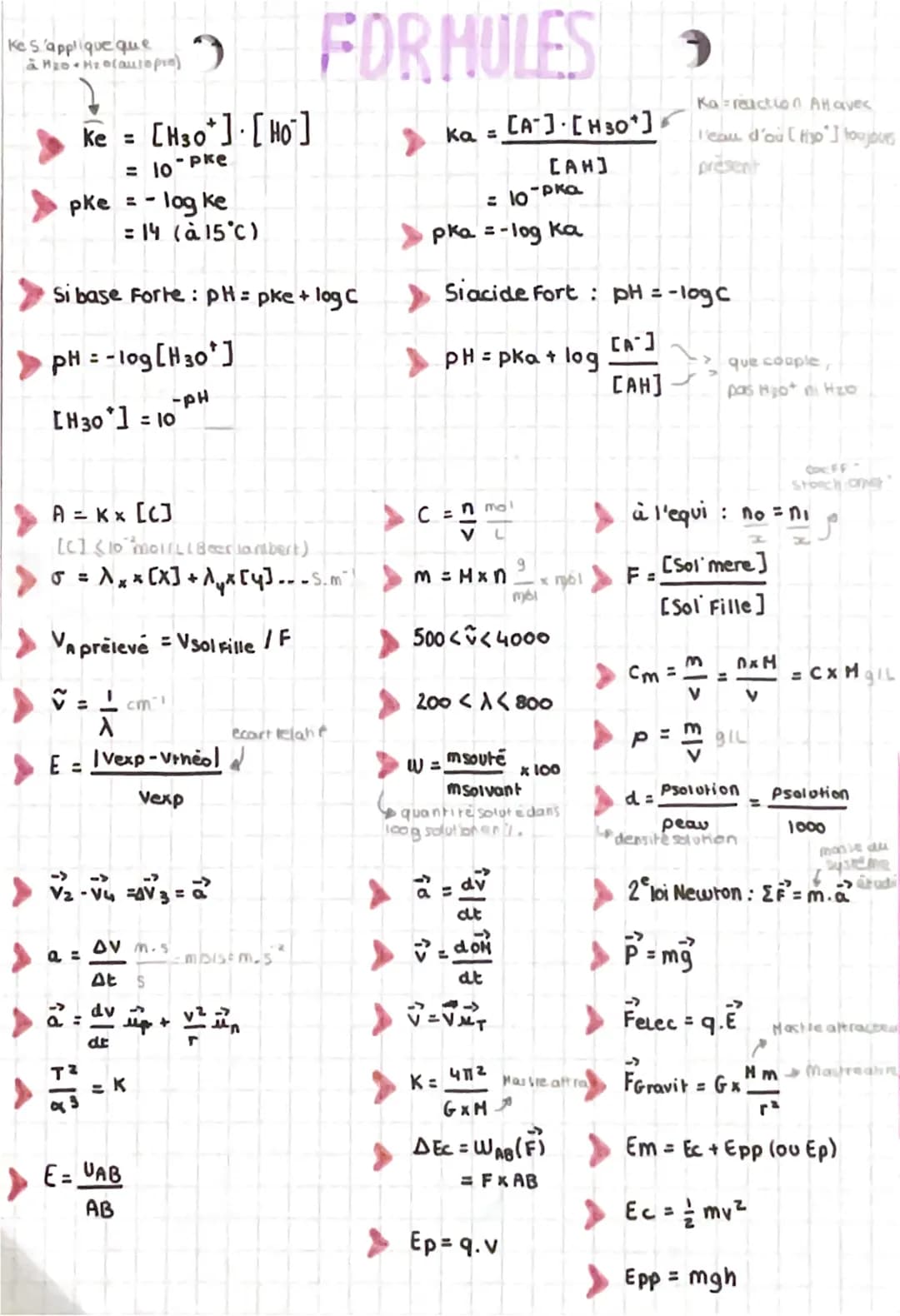 Ke s'applique que 2
à H₂H (autopio)
Ke = [H30*] [HO]
= 10 Pke
pke = -log ke
Si base Forte: pH = pke + log C
pH = -log[H3o* ]
:
[H30*] = 10
=