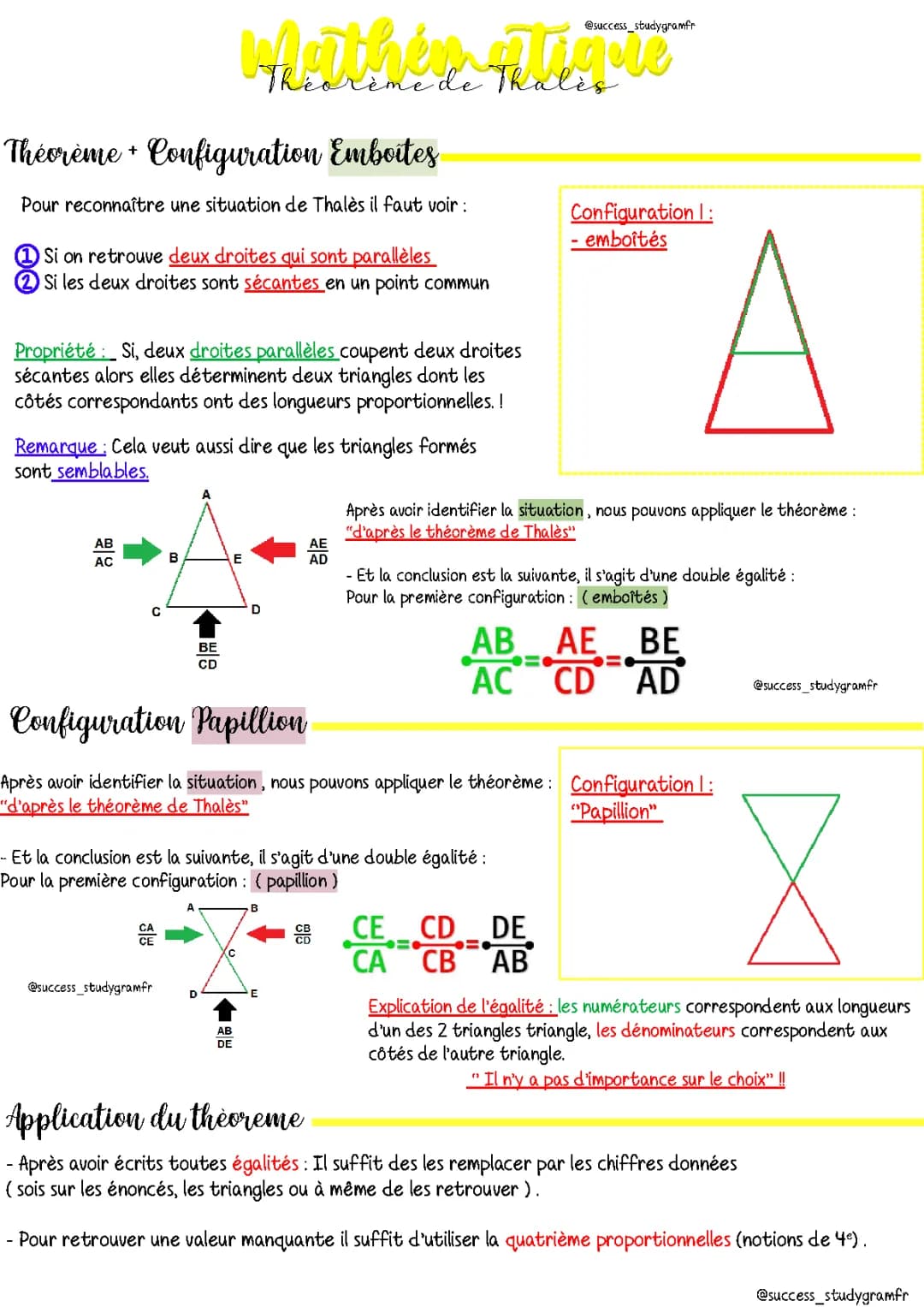 Théorème de Thalès - Mathématiques