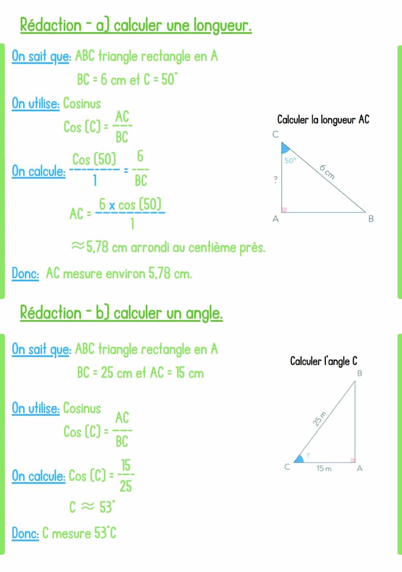 Formules de trigonométrie
opposé
Sinus (angle) = Thypoténuse
AC
BC
Sin [B] =
Maths
Trigonométrie
adjacent
Cosinus (angle) = hypoténuse
Cos [
