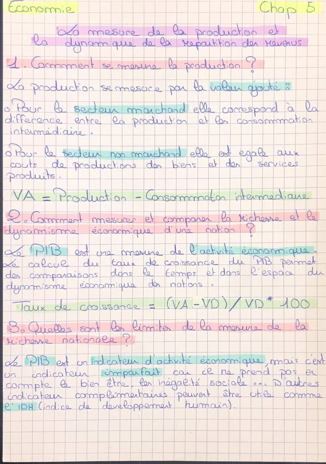 la mesure de la production et la dynamique de la répartition des revenus 