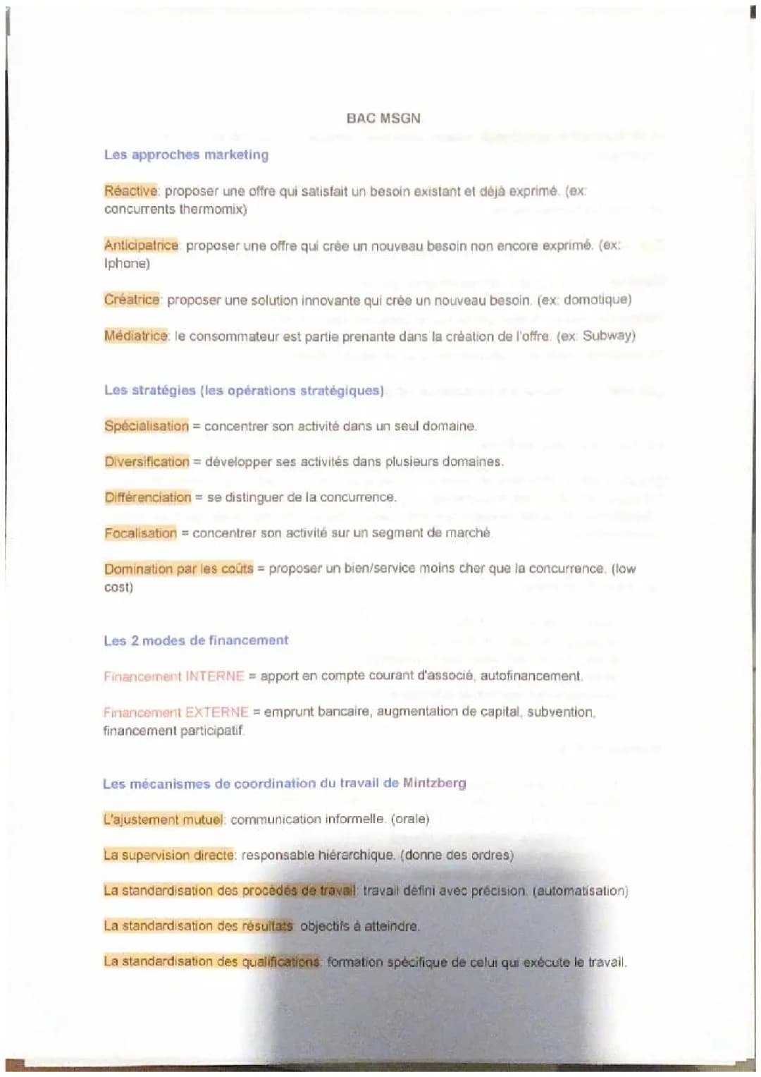 Corrigés Sujets Bac STMG Management 2023 & MSGN + Cours Mercatique PDF