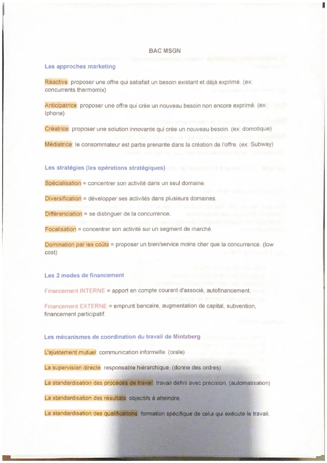 BAC MSGN
Les approches marketing
Réactive: proposer une offre qui satisfait un besoin existant et déjà exprimé. (ex:
concurrents thermomix)
