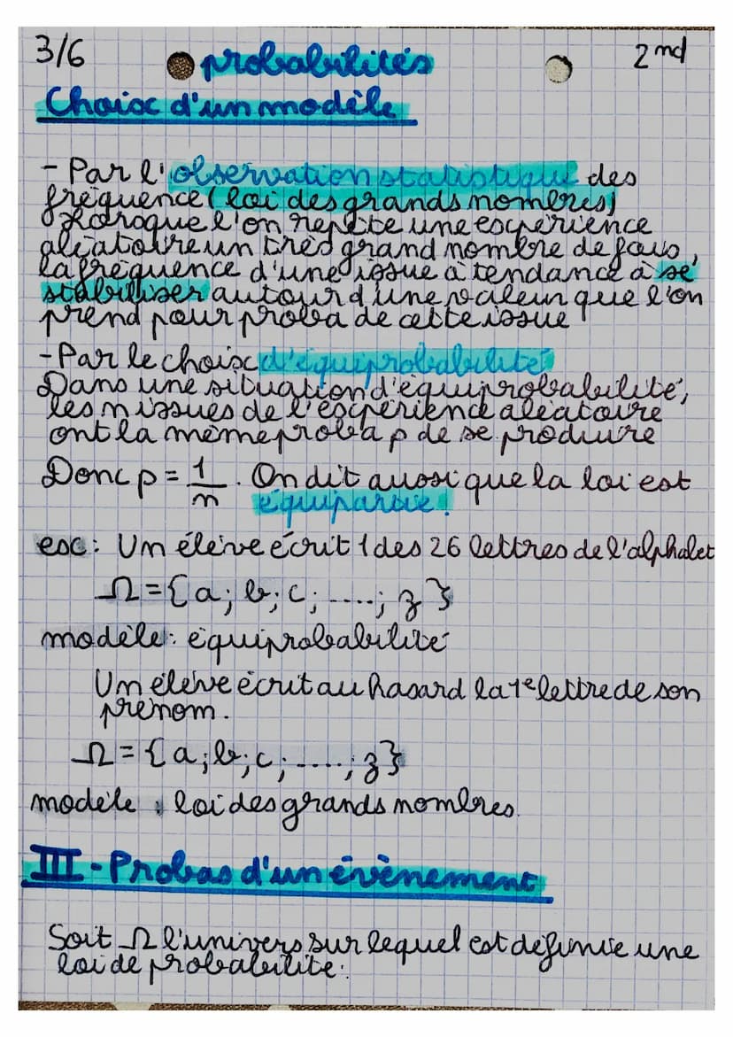 416
MATHS
PROBABILITES
I-Vocabulaire
l'issue
Une expérience aléatoire est un jeu (ou
experience) dont on ne connait pas
mais dont on connait