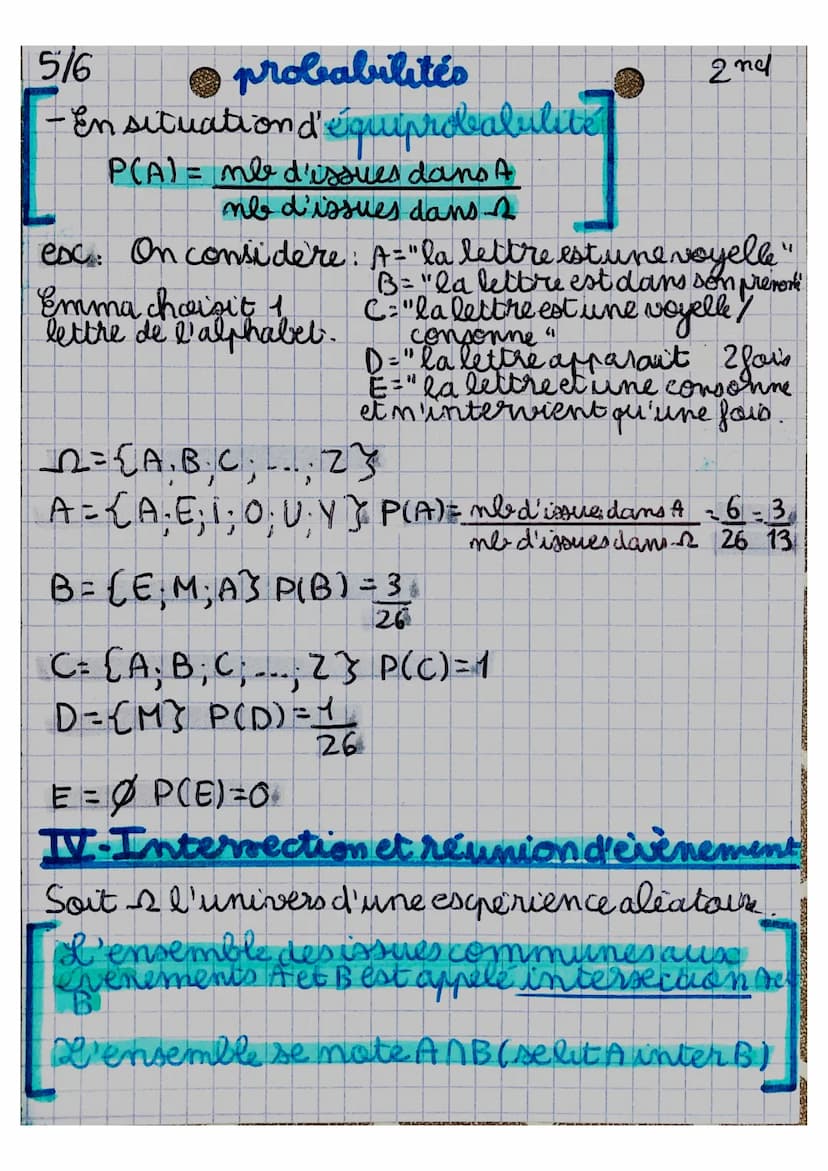 416
MATHS
PROBABILITES
I-Vocabulaire
l'issue
Une expérience aléatoire est un jeu (ou
experience) dont on ne connait pas
mais dont on connait